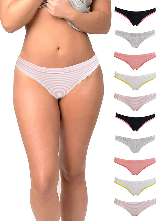 Emprella Womens Cotton Bikini Underwear Set, Seamless Ladies Panties | 10 Pack  Emprella Assorted X-Large