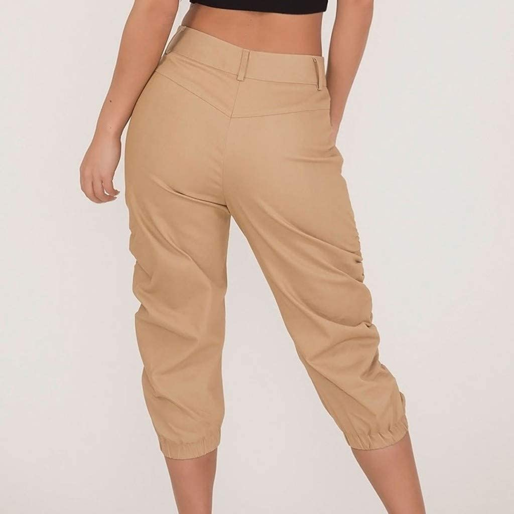 Burband Womens Jersey Capris Cargo Sweatpants Drawstring Waist Cropped Jogger Athletic Sports Gym Pants with Side Pockets Apparel & Accessories > Clothing > Underwear & Socks > Shapewear Burband