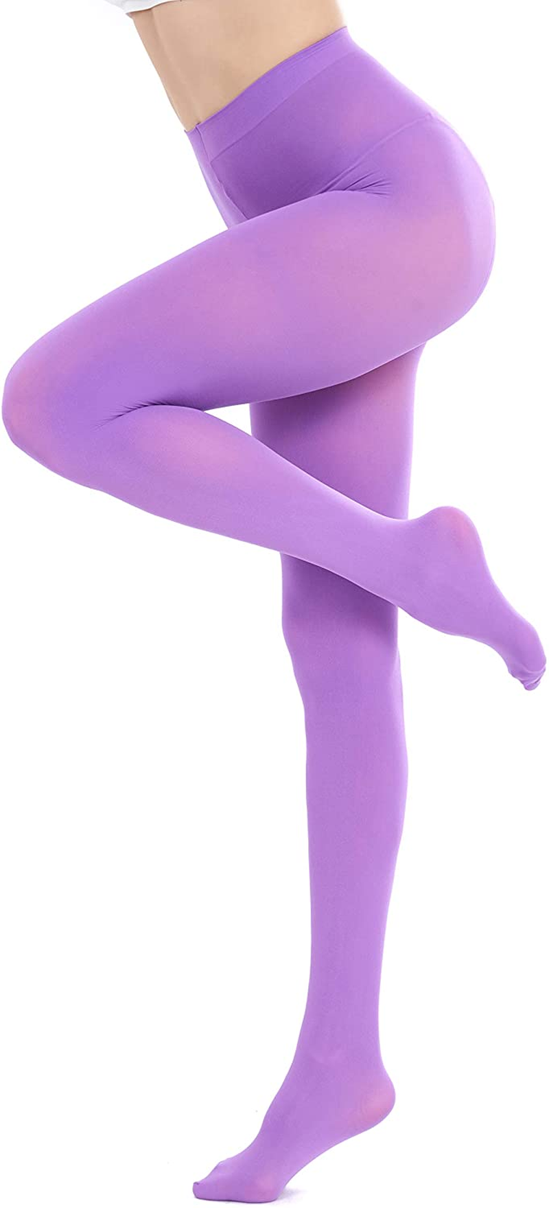 Cozywow Run Resistant 80D Soft Solid Color Semi Opaque Footed Tights High Waist Apparel & Accessories > Clothing > Underwear & Socks > Shapewear CozyWow Light Purple X-Small