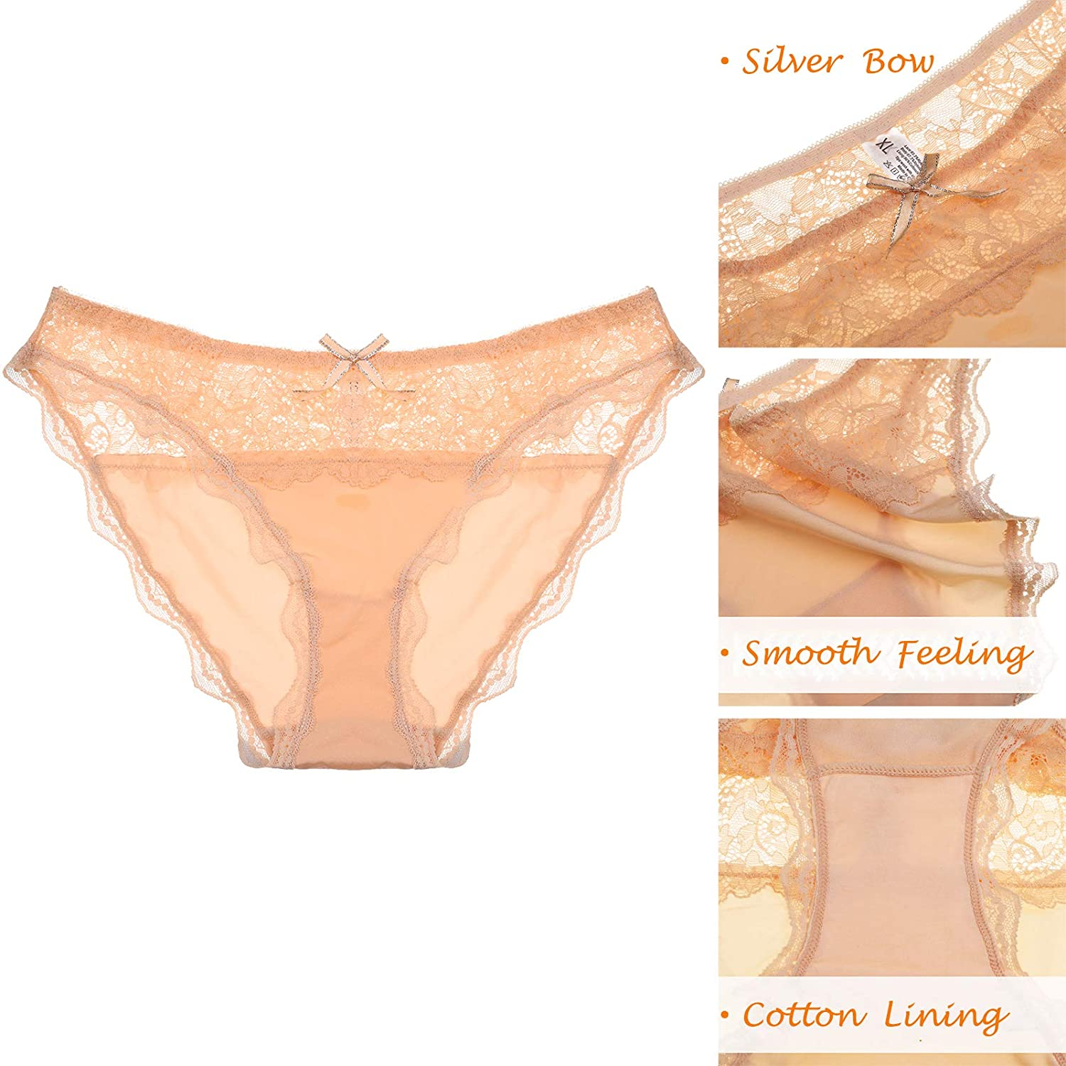 LEVAO Womens Lace Underwear Cheeky Sexy Panties Seamless Lingerie Bikini Pack of 6 Apparel & Accessories > Clothing > Underwear & Socks > Underwear LEVAO