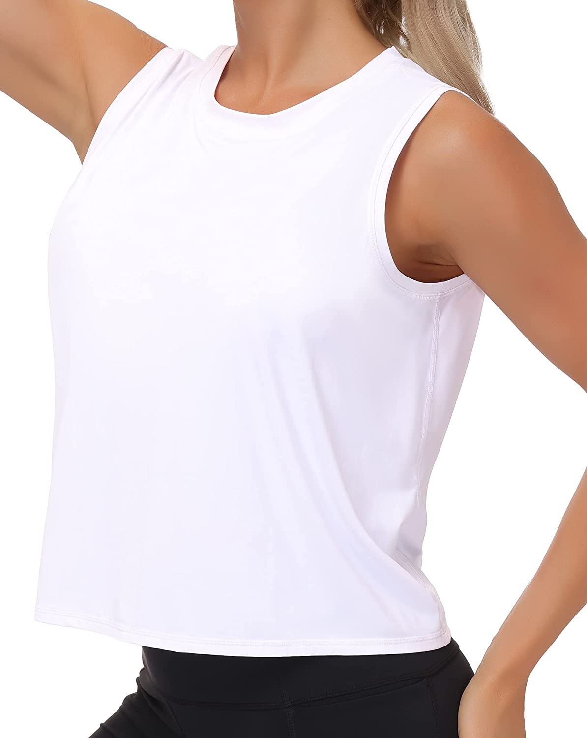 Ice Silk Workout Tops for Women Quick Dry Muscle Gym Running Shirts Sleeveless Flowy Yoga Tank Tops Apparel & Accessories > Clothing > Activewear Kylie Max