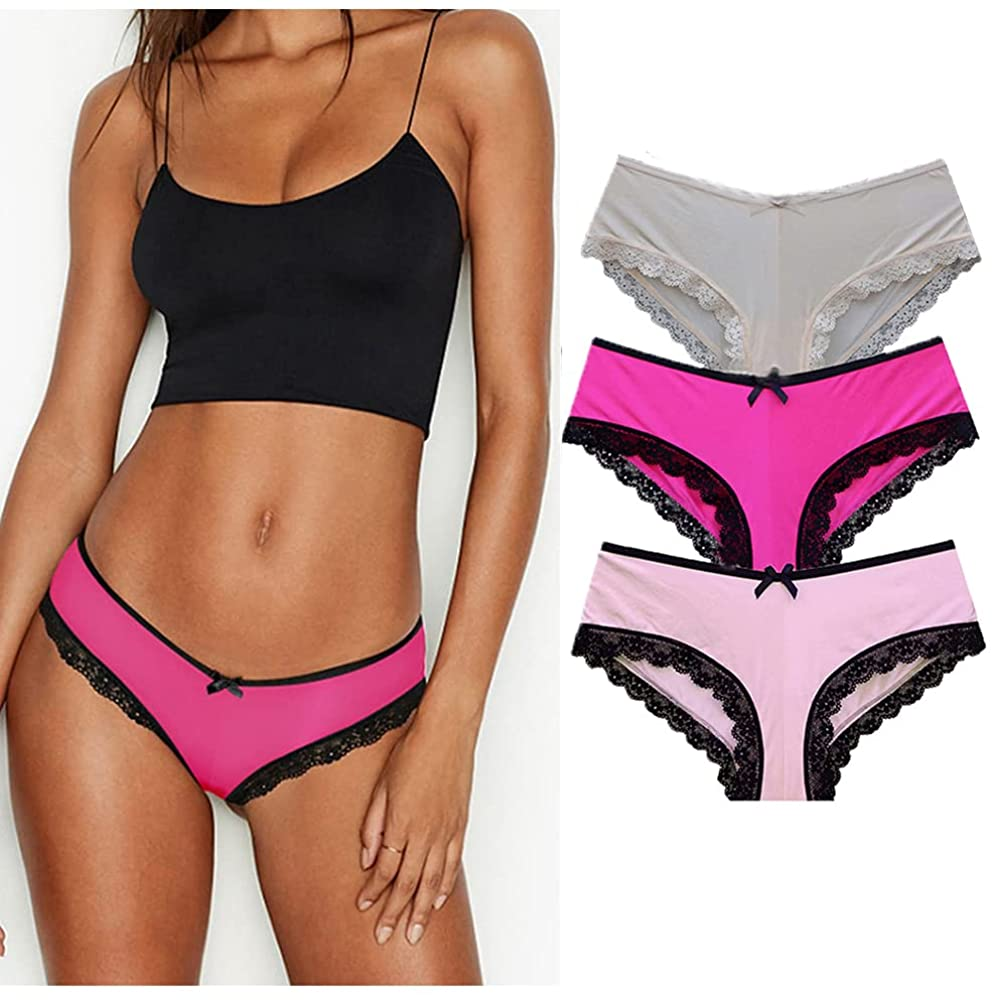 Gefyvuxrm Womens Cheeky Lingerie Underwear Lace Trim Panties Sexy Hipster 5 Pack Apparel & Accessories > Clothing > Underwear & Socks > Underwear AIDOVEI