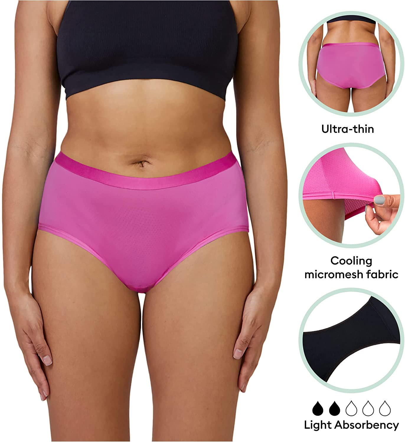 Thinx Air Hiphugger Period Underwear | Menstrual Underwear | Absorbent Period Underwear for Women | Light Absorbency Apparel & Accessories > Clothing > Underwear & Socks > Underwear THINX