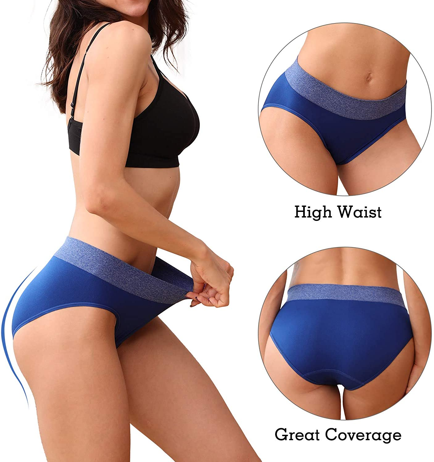 Women'S Low/High Waist Seamless Underwear Soft Full Coverage Ladies Panties Colorful Breathable Stretch Briefs 5-Pack Apparel & Accessories > Clothing > Underwear & Socks > Underwear LALESTE