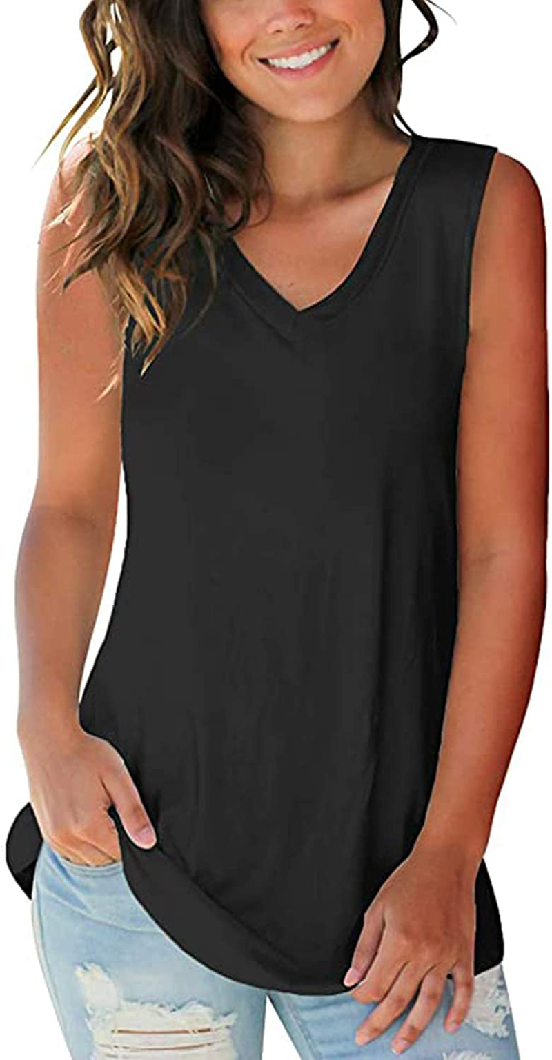 SAMPEEL Tank Tops for Women Trendy V Neck Basic Sleeveless Tee Shirts Women Casual Apparel & Accessories > Clothing > Activewear Kylie Max