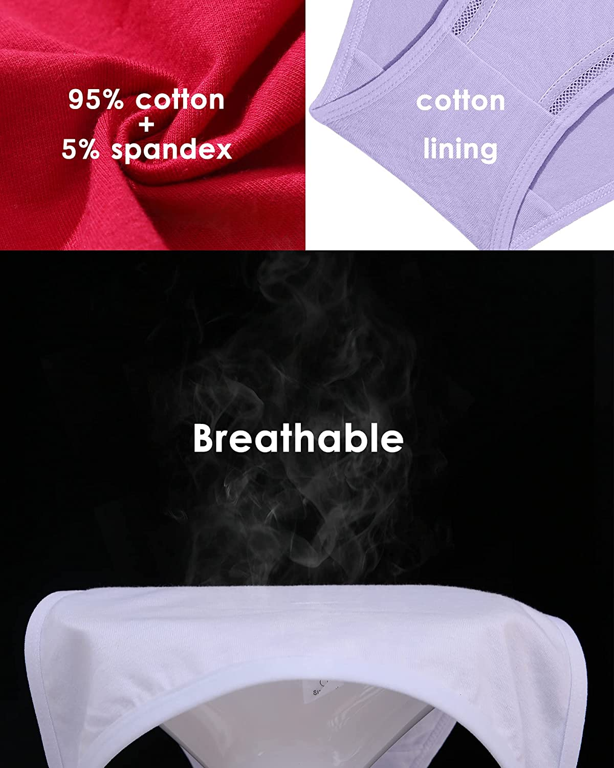 FINETOO 6 Pack Cotton Underwear for Women, Breathable Soft Stretch Hipster High Cut Cheeky String Bikini Panties Apparel & Accessories > Clothing > Underwear & Socks > Underwear KYLIE MAX