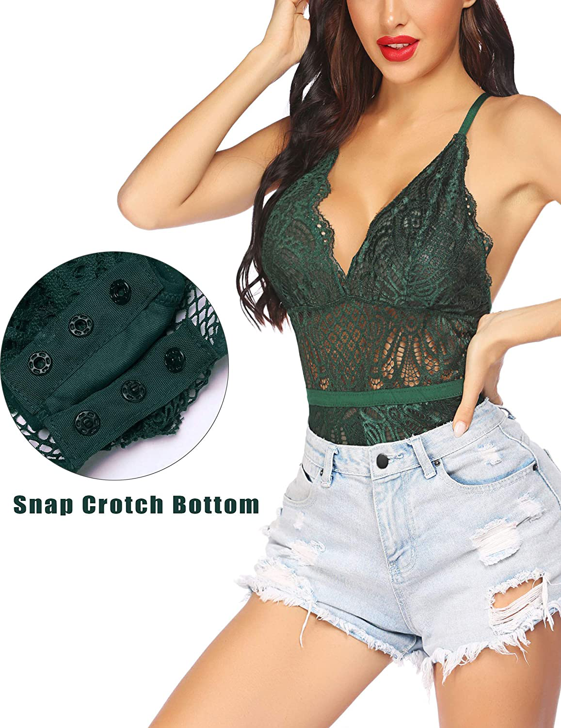 Avidlove Snap Crotch Lingerie Sexy Teddy Bodysuit One Piece Lace Babydoll Apparel & Accessories > Clothing > Underwear & Socks > Lingerie Avidlove