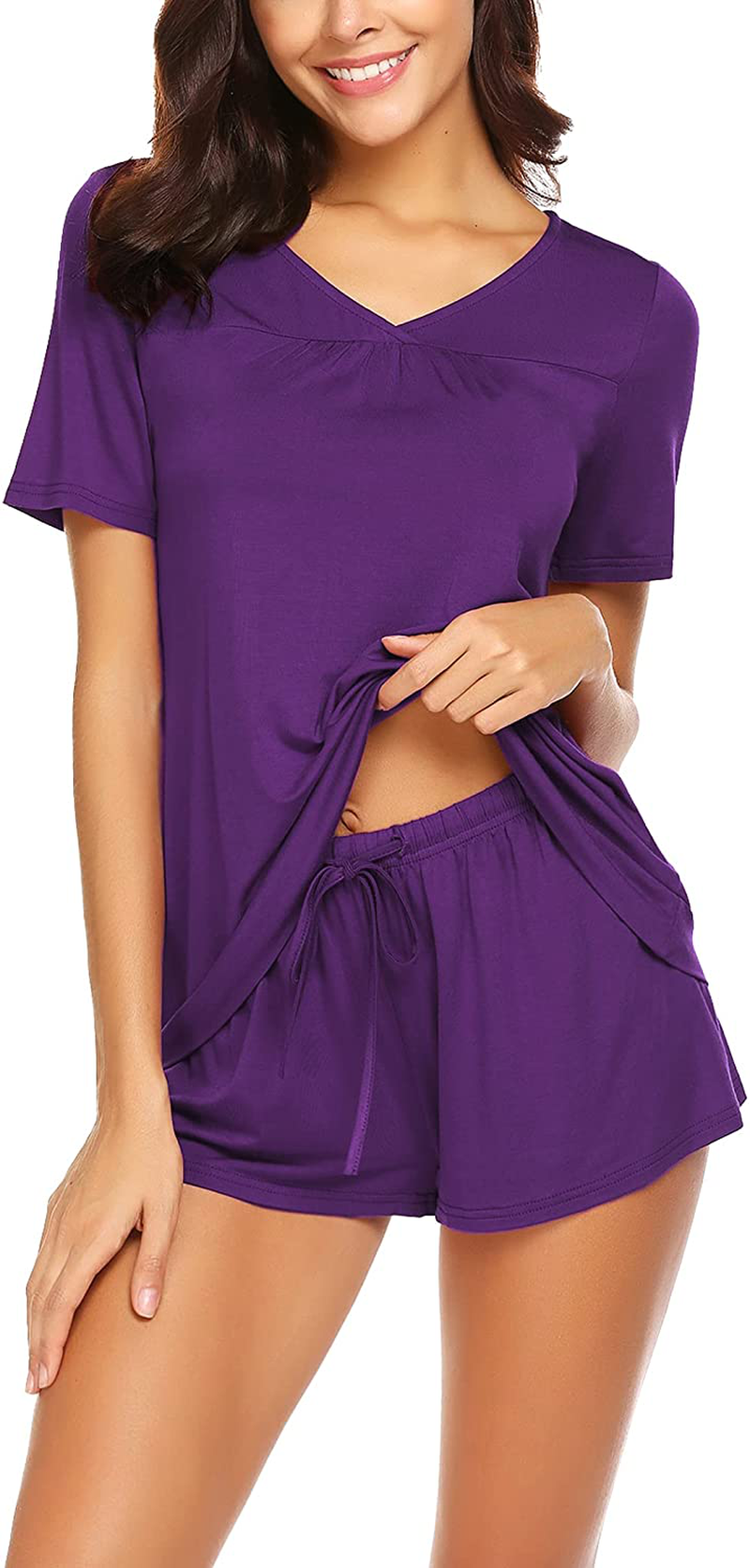 Avidlove Women's Shorts Pajama Set Short Sleeve Sleepwear Nightwear Pjs S-XXL Apparel & Accessories > Clothing > Sleepwear & Loungewear > Pajamas Avidlove Purple X-Large