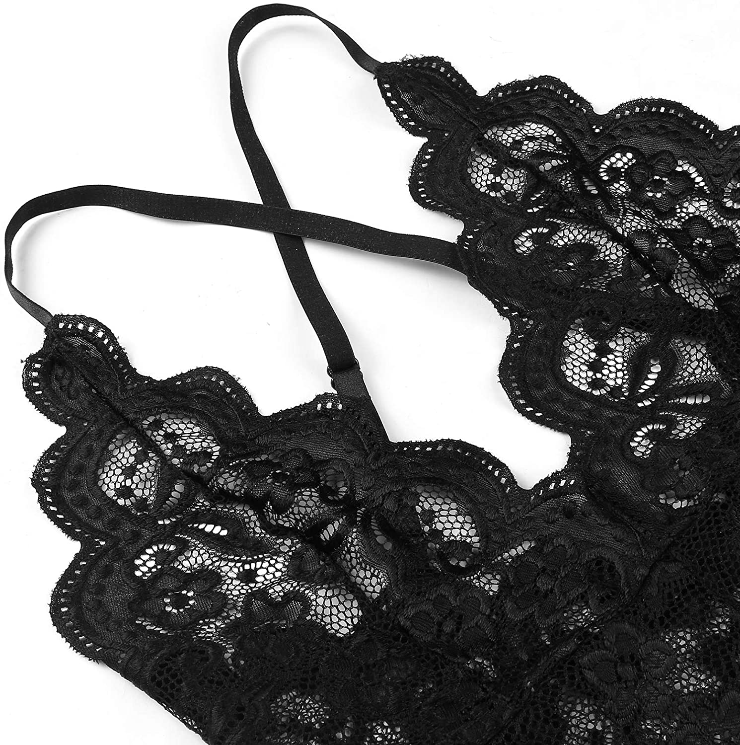 Donnalla Women's One Piece Teddy Plunging Lace Bodysuit Elegant Honeymoon Lingerie Apparel & Accessories > Clothing > Underwear & Socks > Lingerie Donnalla