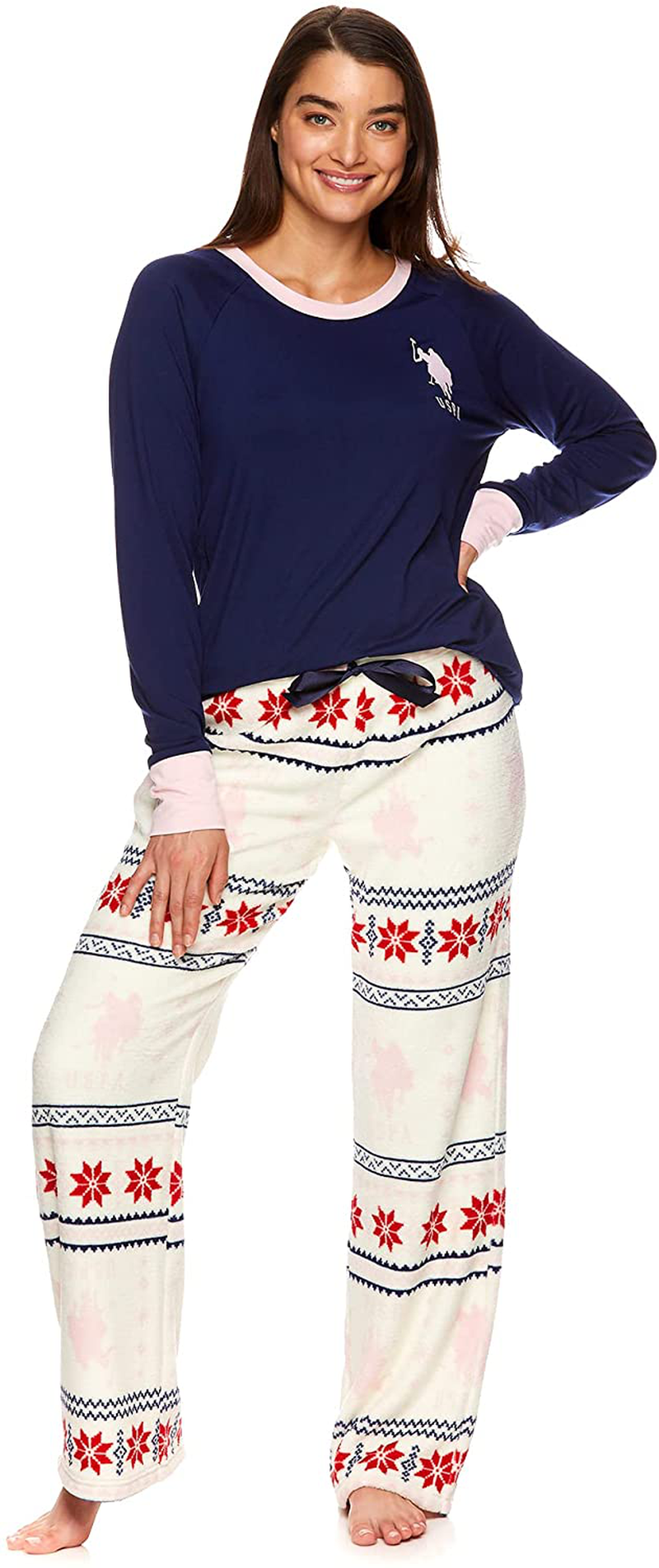 U.S. Polo Assn. Womens Pajamas Set with Pockets - Long Sleeve Shirt and Pajama Pants Loungewear Set Apparel & Accessories > Clothing > Sleepwear & Loungewear > Pajamas U.S. Polo Assn. Navy1 X-Large Plus