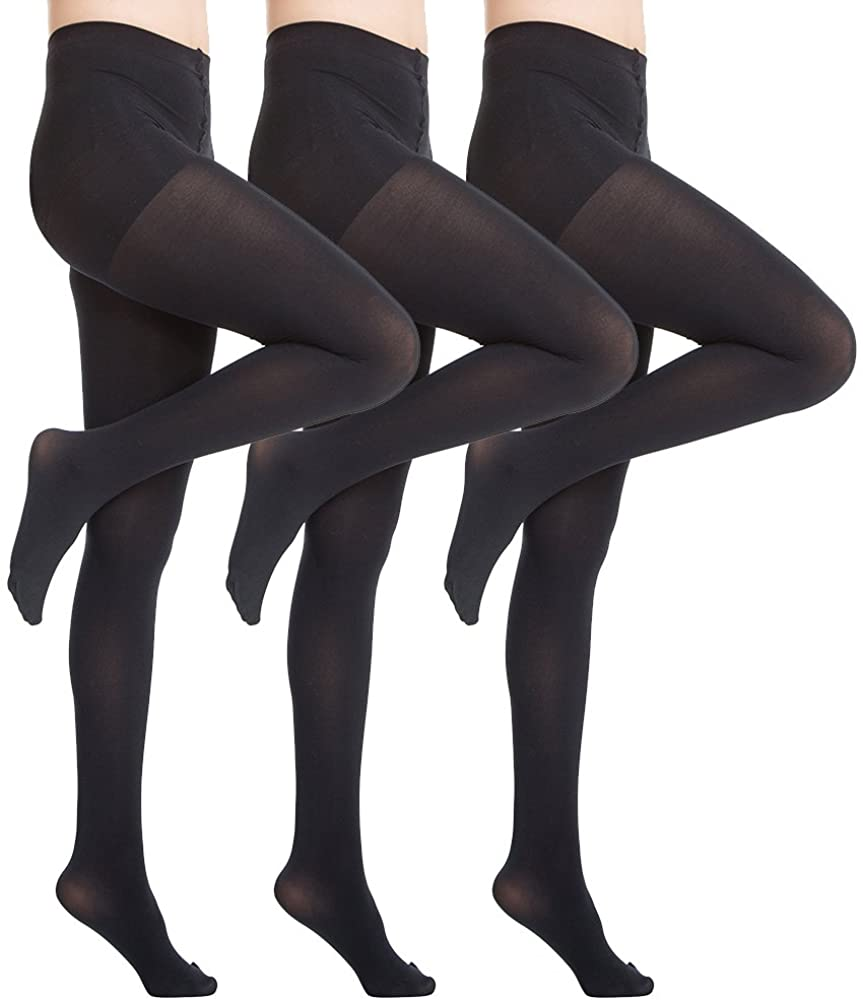 MANZI Women'S 2-6 Pairs Opaque Control Top Tights Comfort Stretch 70 Denier Pantyhose Apparel & Accessories > Clothing > Underwear & Socks > Shapewear MANZI Black 3 Pairs X-Large