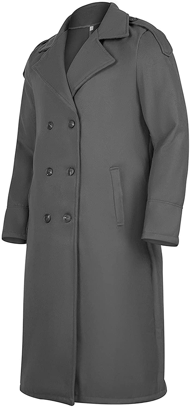 Merthy Mens Winter Warm French Woolen Trench Coats Long Sleeved Turn-Down Collar Double Breasted Business Long Pea Coat Apparel & Accessories > Clothing > Underwear & Socks > Shapewear Merthy