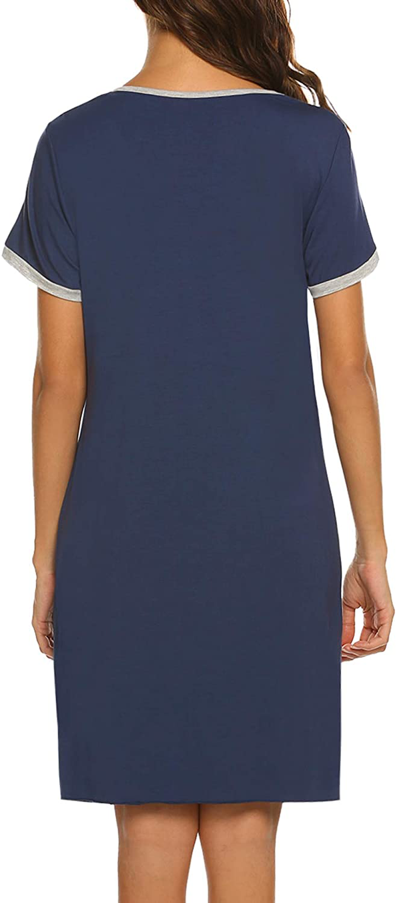 Ekouaer Women'S Nightgown Short Sleeve Sleepwear Comfy Sleep Shirt Pleated Scoopneck Nightshirt S-XXXL Apparel & Accessories > Clothing > Sleepwear & Loungewear > Nightgowns Kylie Max