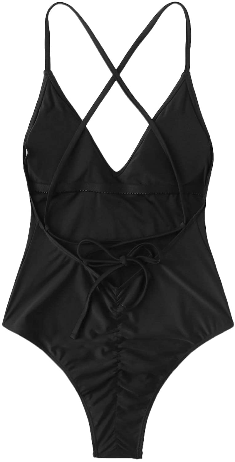 SOLY HUX Women'S Plunge Neck Cross Back High Cut One Piece Bathing Suits Swimsuit Apparel & Accessories > Clothing > Swimwear Kylie Max