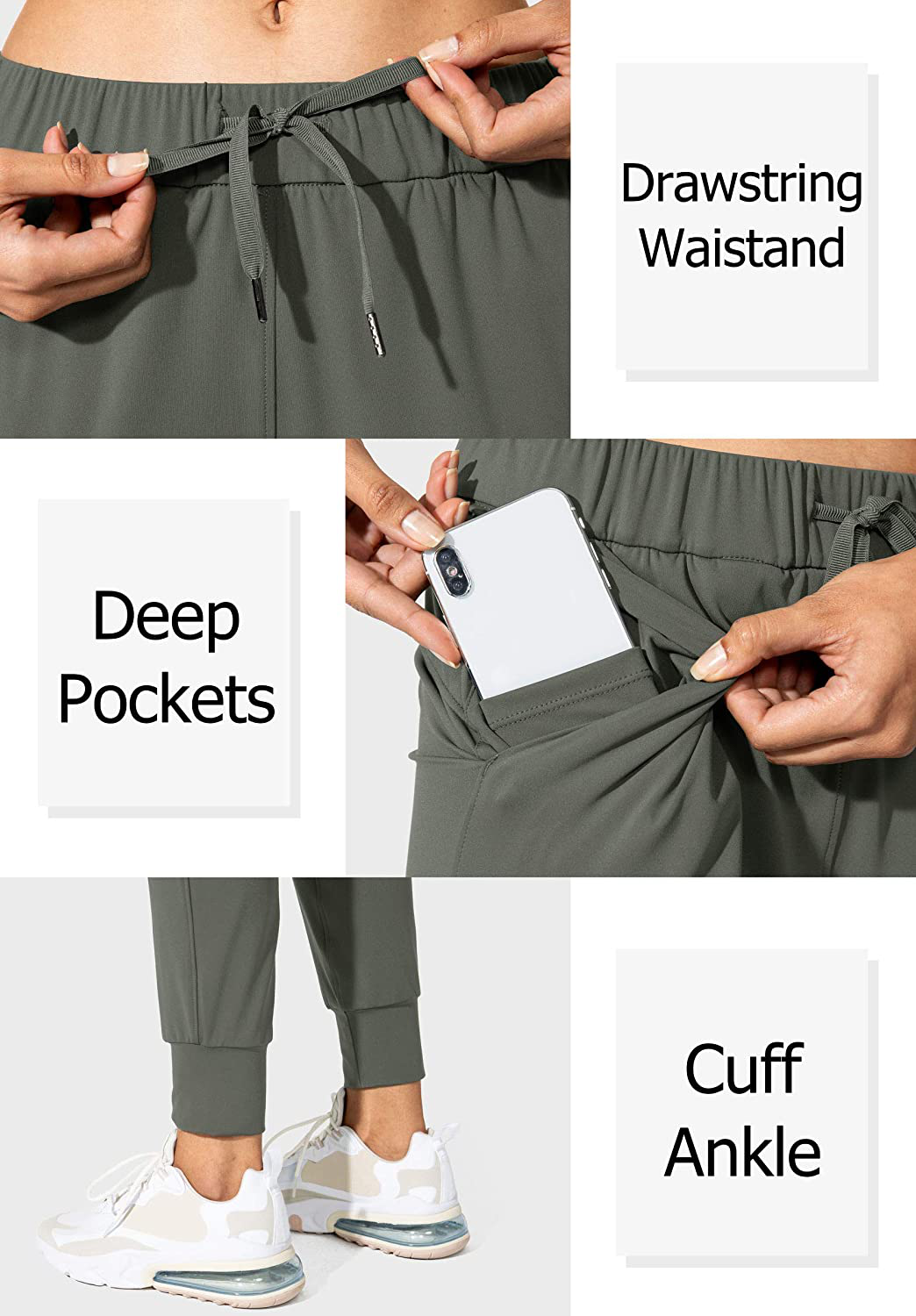 SANTINY Women'S Joggers Pants with Pockets Drawstring Running Sweatpants for Women Lounge Workout Jogging Apparel & Accessories > Clothing > Activewear Kylie Max