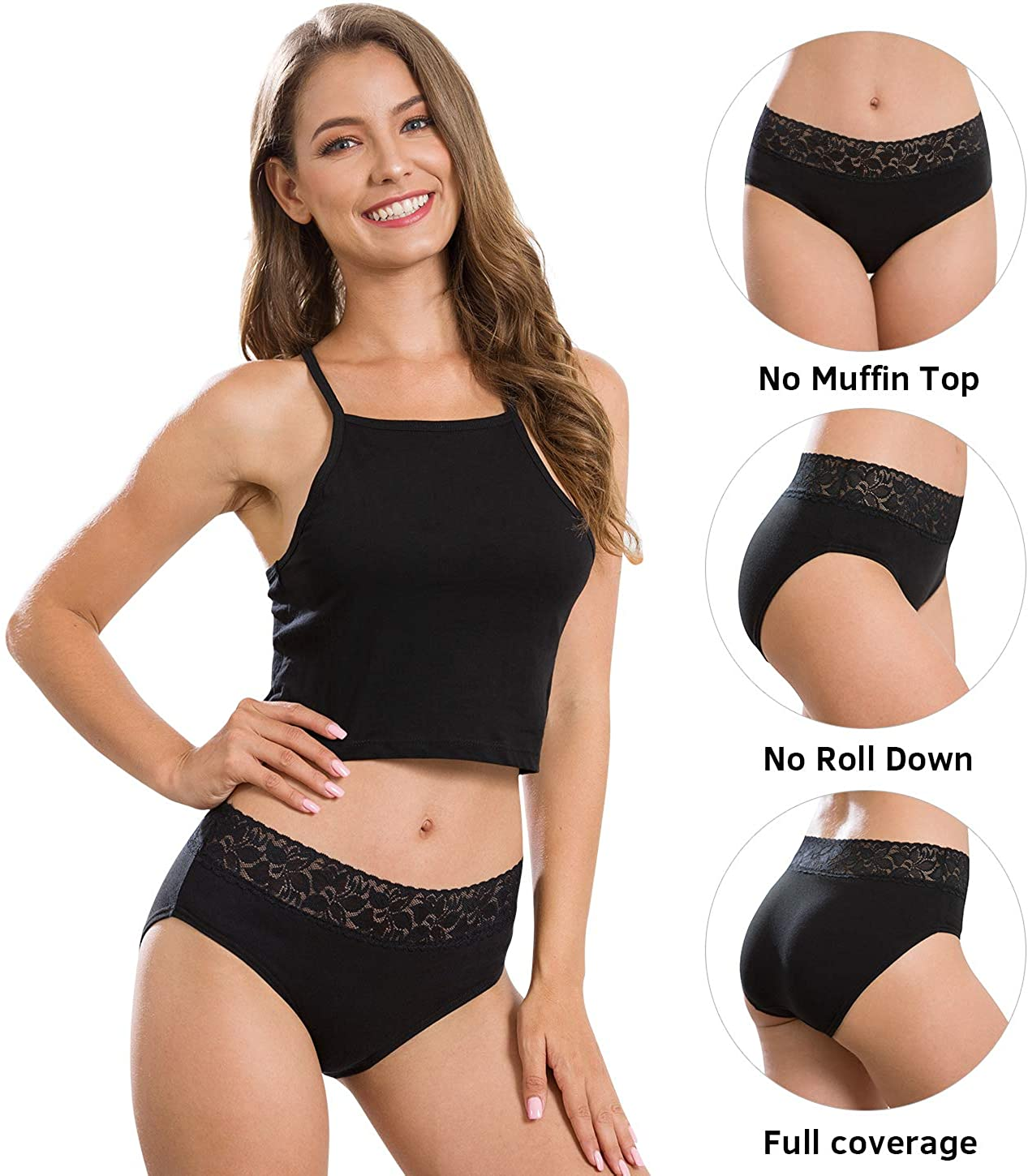 Cotton Hipster Panties for Women Lace Hiphugger Panties Bikini Underwear Pack Apparel & Accessories > Clothing > Underwear & Socks > Underwear Altheanray