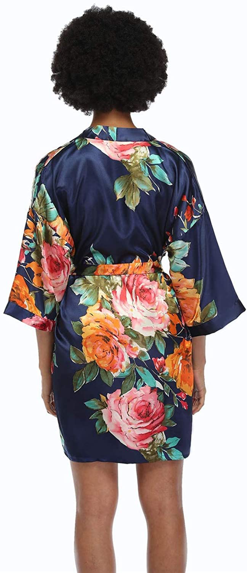 Women'S Floral Satin Kimono Robes Short Silky Bridesmaid Robes Sleepwear Apparel & Accessories > Clothing > Sleepwear & Loungewear > Robes MissNina