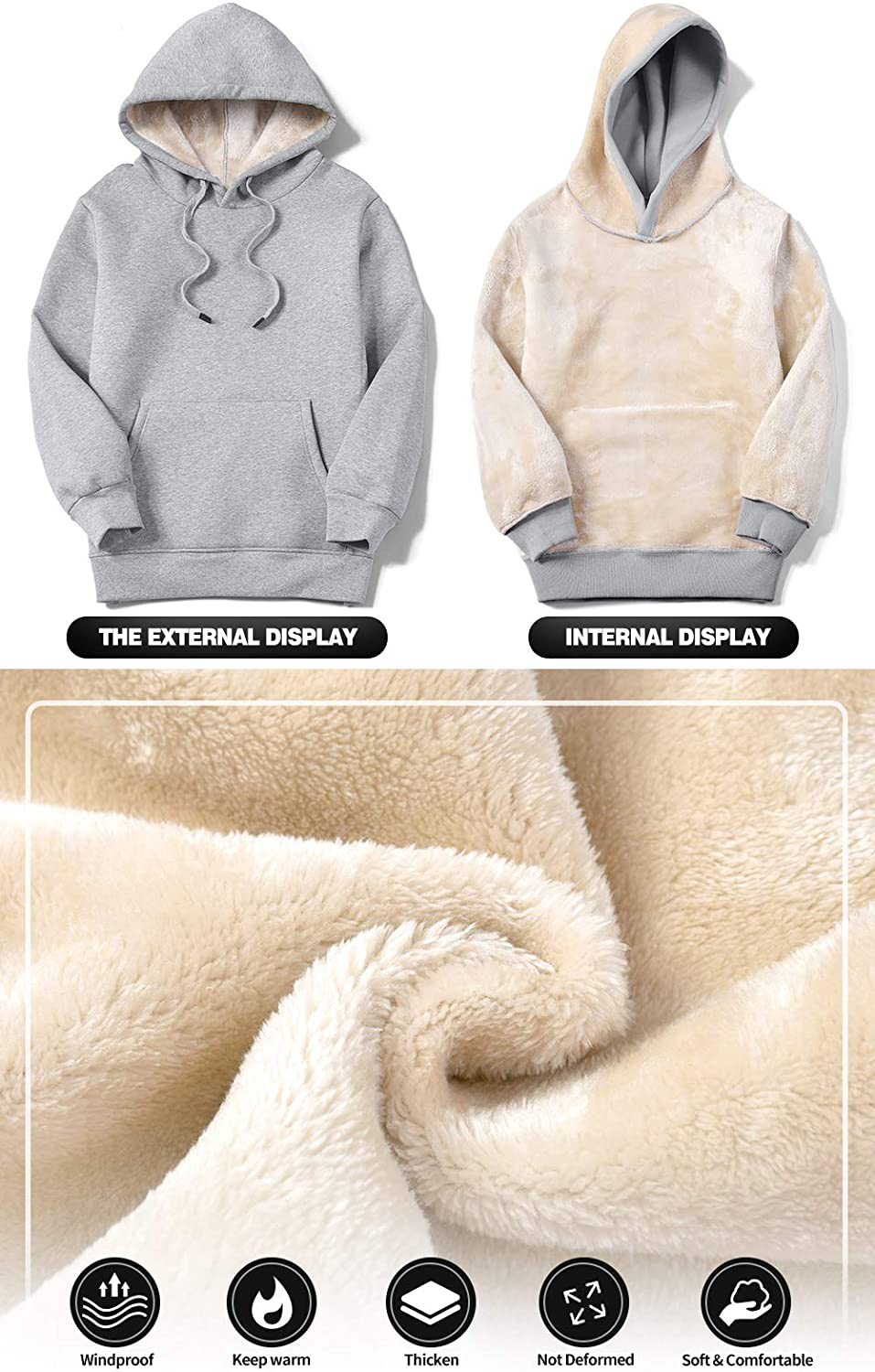 Theast Womens Winter Casual Warm Fleece Sherpa Lined Pullover Hooded Sweatshirt, Hoodies Sweatshirt for Women Apparel & Accessories > Clothing > Activewear Kylie Max