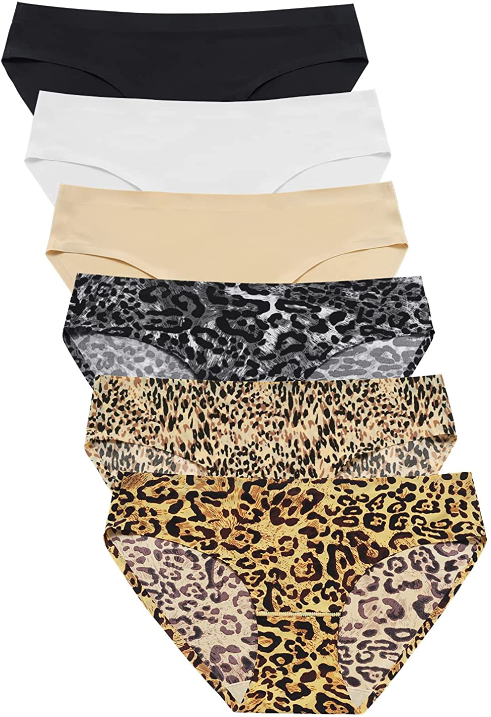 Wealurre Seamless Underwear Invisible Bikini No Show Nylon Spandex Women Panties Apparel & Accessories > Clothing > Underwear & Socks > Underwear Wealurre B/W/a/Leopard X-Large