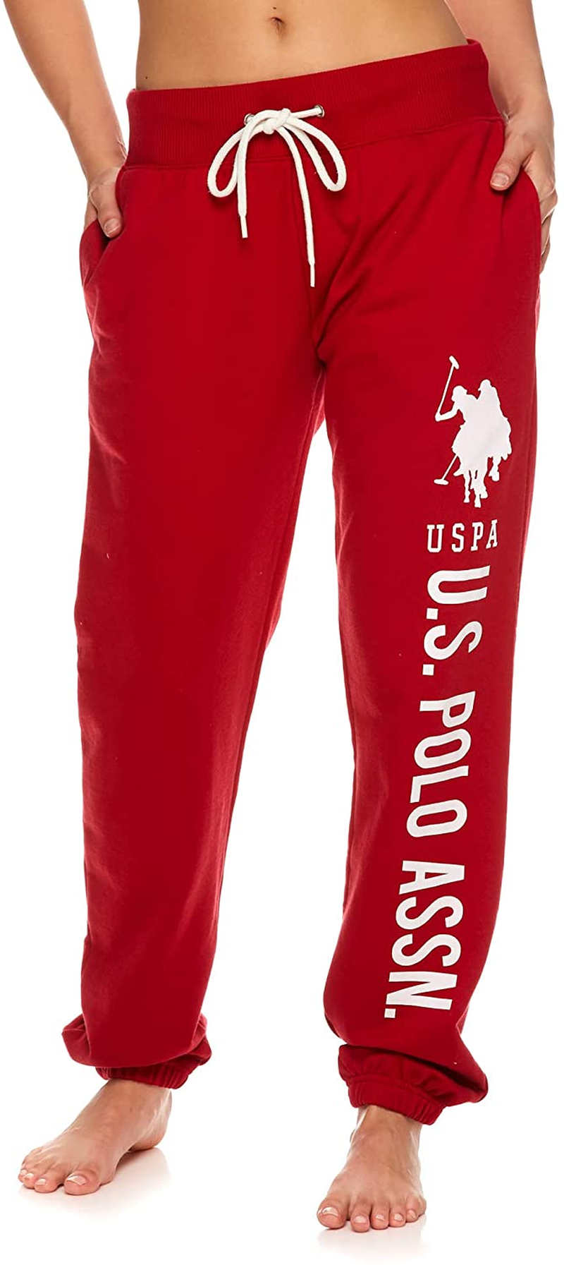 U.S. Polo Assn. Essentials Womens Sweatpants with Pockets - French Terry Jogger Sweats Apparel & Accessories > Clothing > Underwear & Socks > Underwear U.S. Polo Assn. Red4 Medium