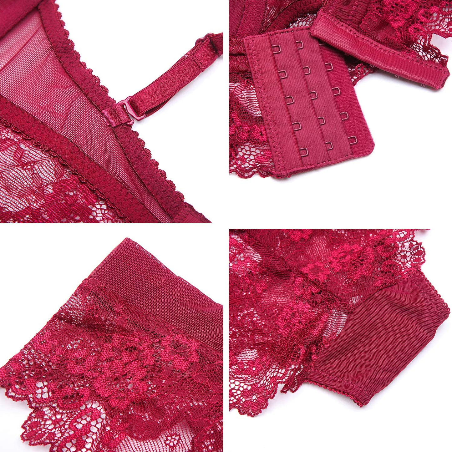 Women Push up Embroidery Bras Set Lace Lingerie Bra and Panties and Socks 4 Piece Apparel & Accessories > Clothing > Underwear & Socks > Lingerie Ningsige