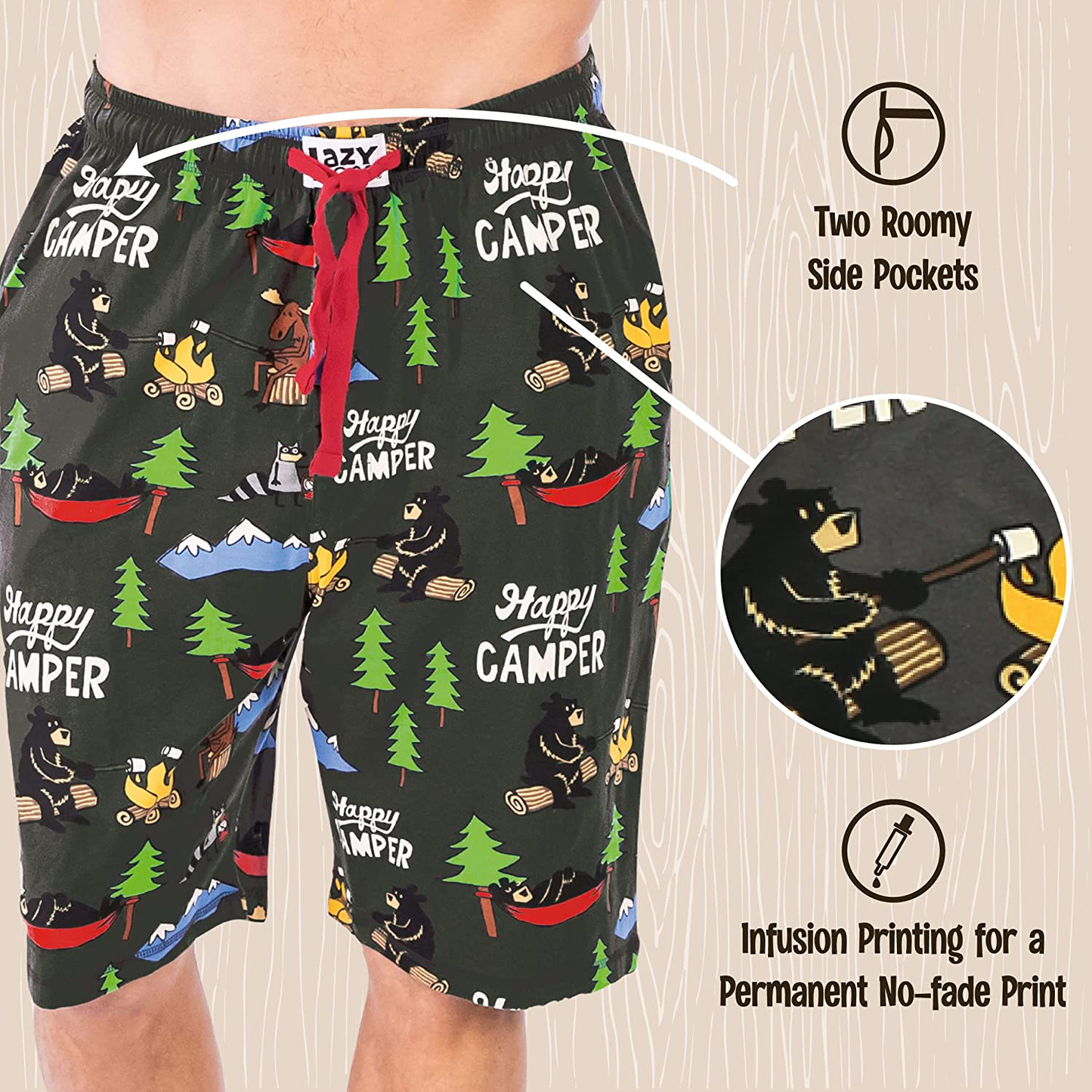 Lazy One Pajama Shorts for Men, Men'S Separate Bottoms, Cotton Loungewear Apparel & Accessories > Clothing > Sleepwear & Loungewear > Pajamas Kylie Max