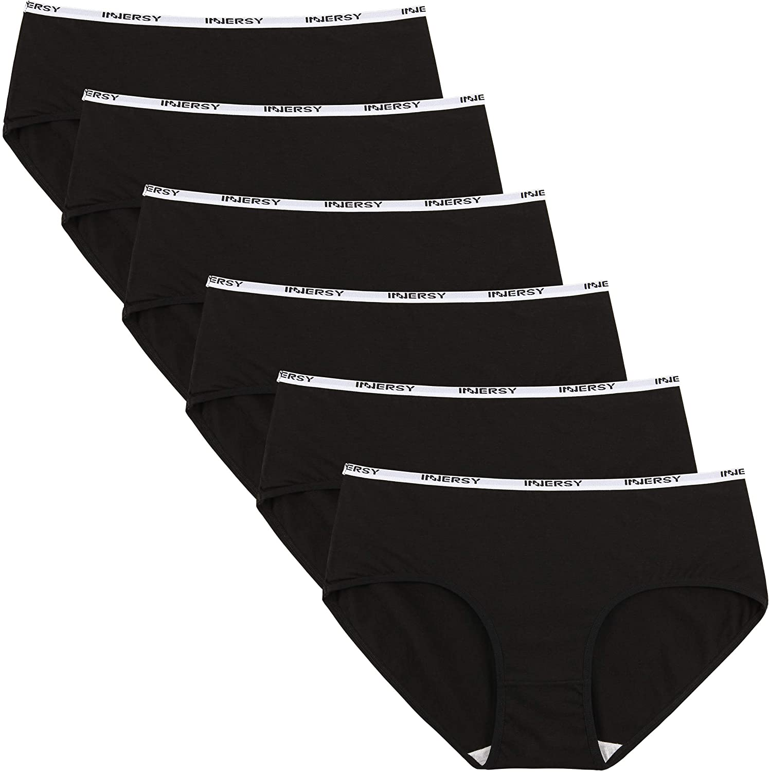 INNERSY Womens Underwear Hipster Panties Cotton Low Rise Briefs Pack of 6 Apparel & Accessories > Clothing > Underwear & Socks > Underwear INNERSY 6 Black XX-Large