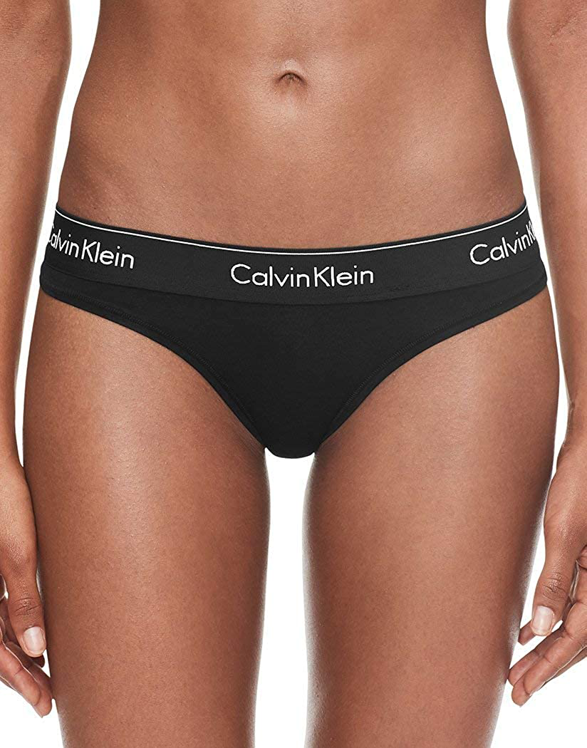 Calvin Klein Women's Modern Cotton Thong Panty Apparel & Accessories > Clothing > Underwear & Socks > Underwear Calvin Klein Black/Black Web Large
