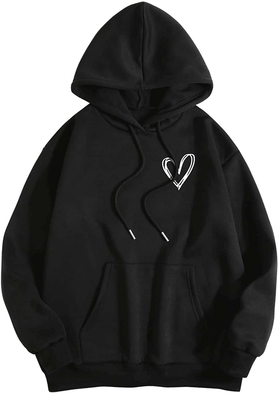 Sweatyrocks Women'S Casual Heart Print Long Sleeve Pullover Hoodie Sweatshirt Tops Apparel & Accessories > Clothing > Activewear Kylie Max