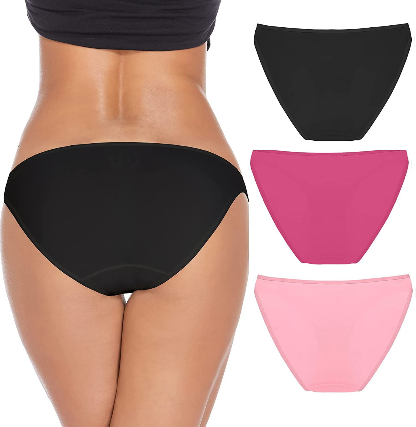 Ekouaer Sexy Ice Silk Bikini Underwear Panty Womens Seamless String Briefs Soft Stretch Breathable Invisible Panty 3 Pack Apparel & Accessories > Clothing > Underwear & Socks > Underwear Ekouaer
