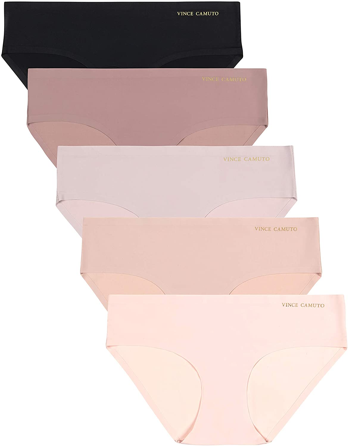 Vince Camuto Women'S No Show Microfiber Hipster Panty Underwear Multi-Pack Apparel & Accessories > Clothing > Underwear & Socks > Underwear Vince Camuto Peony/Rose/Lilac/Woodrose/Black Large