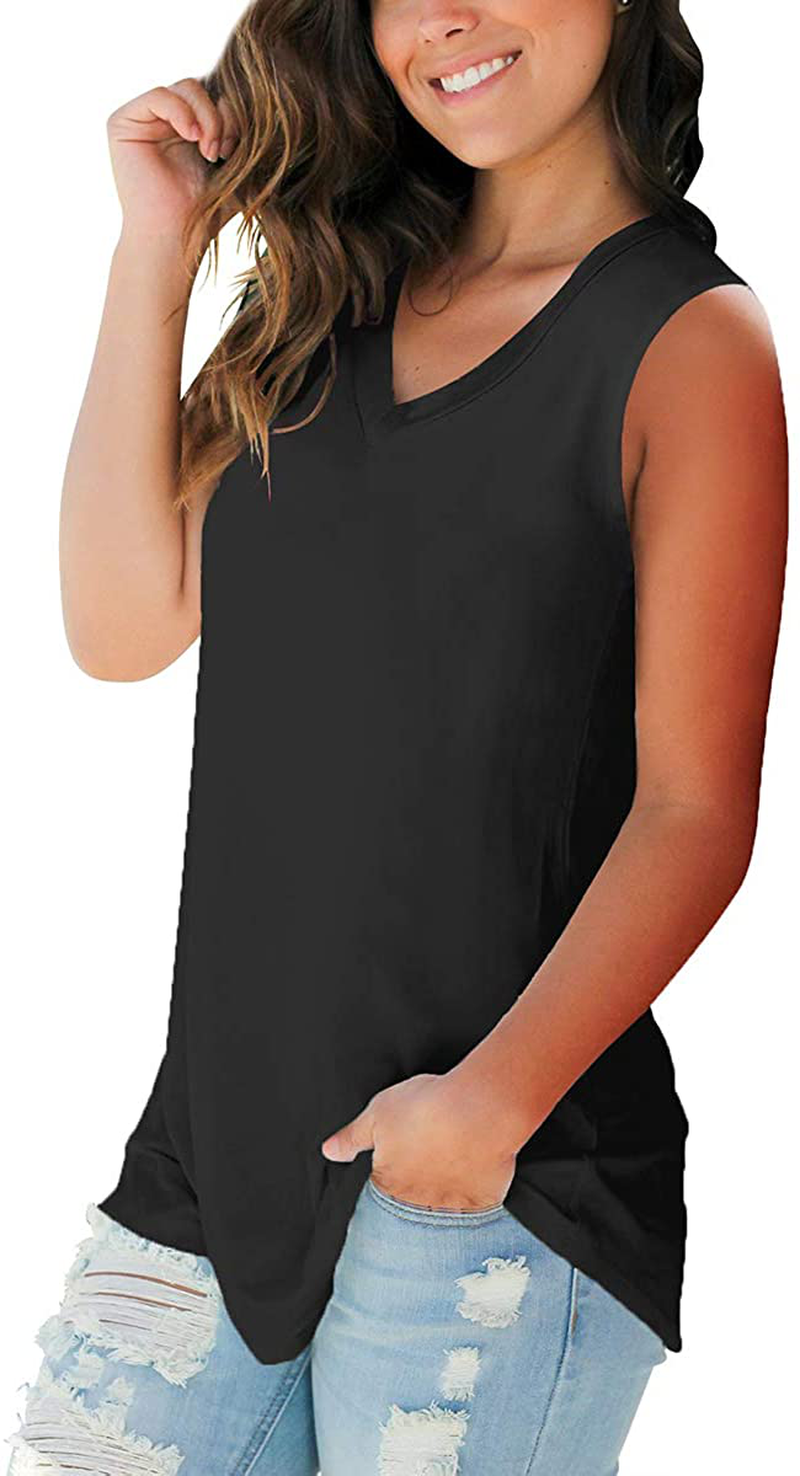 SAMPEEL Tank Tops for Women Trendy V Neck Basic Sleeveless Tee Shirts Women Casual Apparel & Accessories > Clothing > Activewear Kylie Max