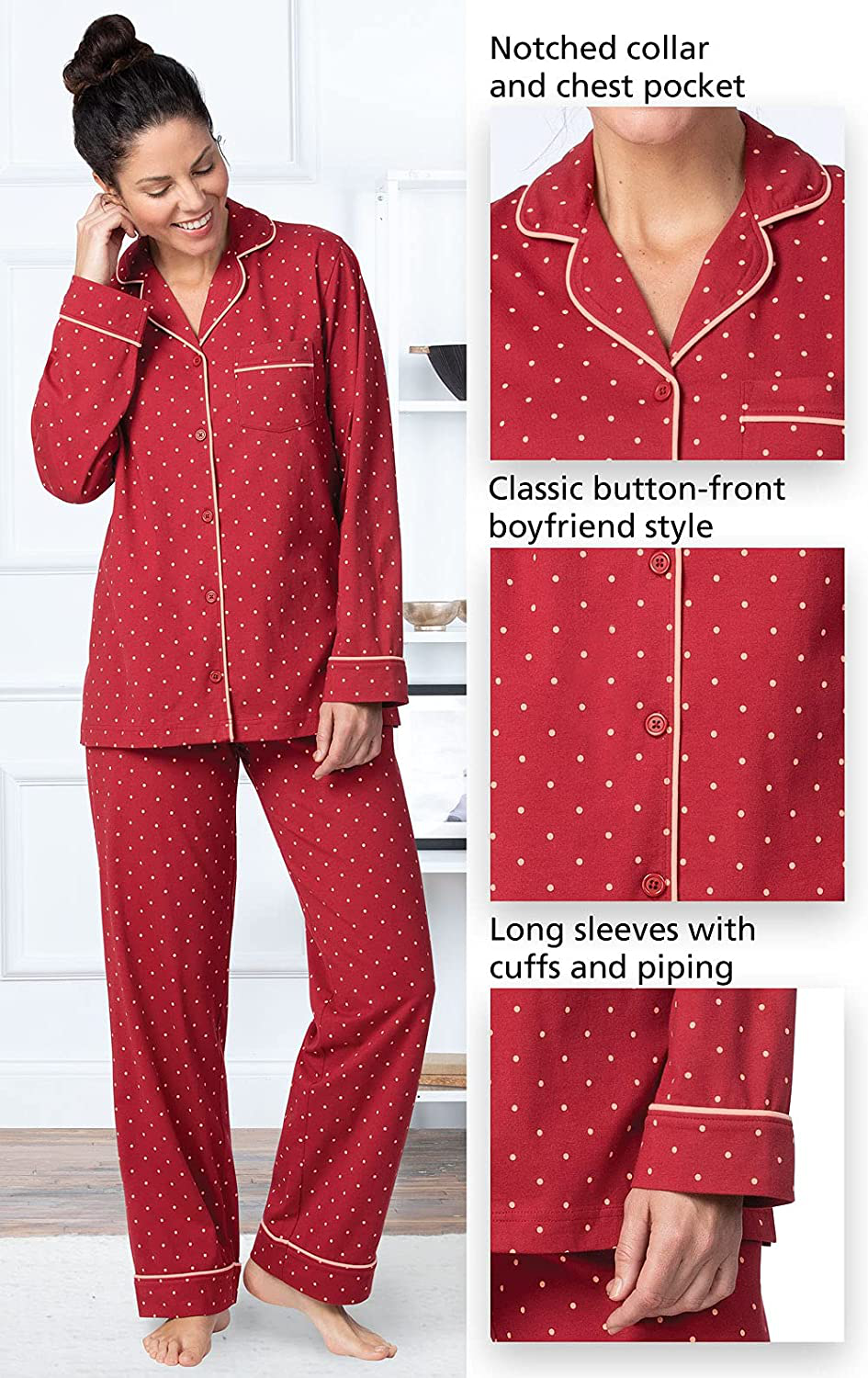PajamaGram Pajama Set for Women - Cotton Jersey Pajamas Women Apparel & Accessories > Clothing > Sleepwear & Loungewear > Pajamas PajamaGram