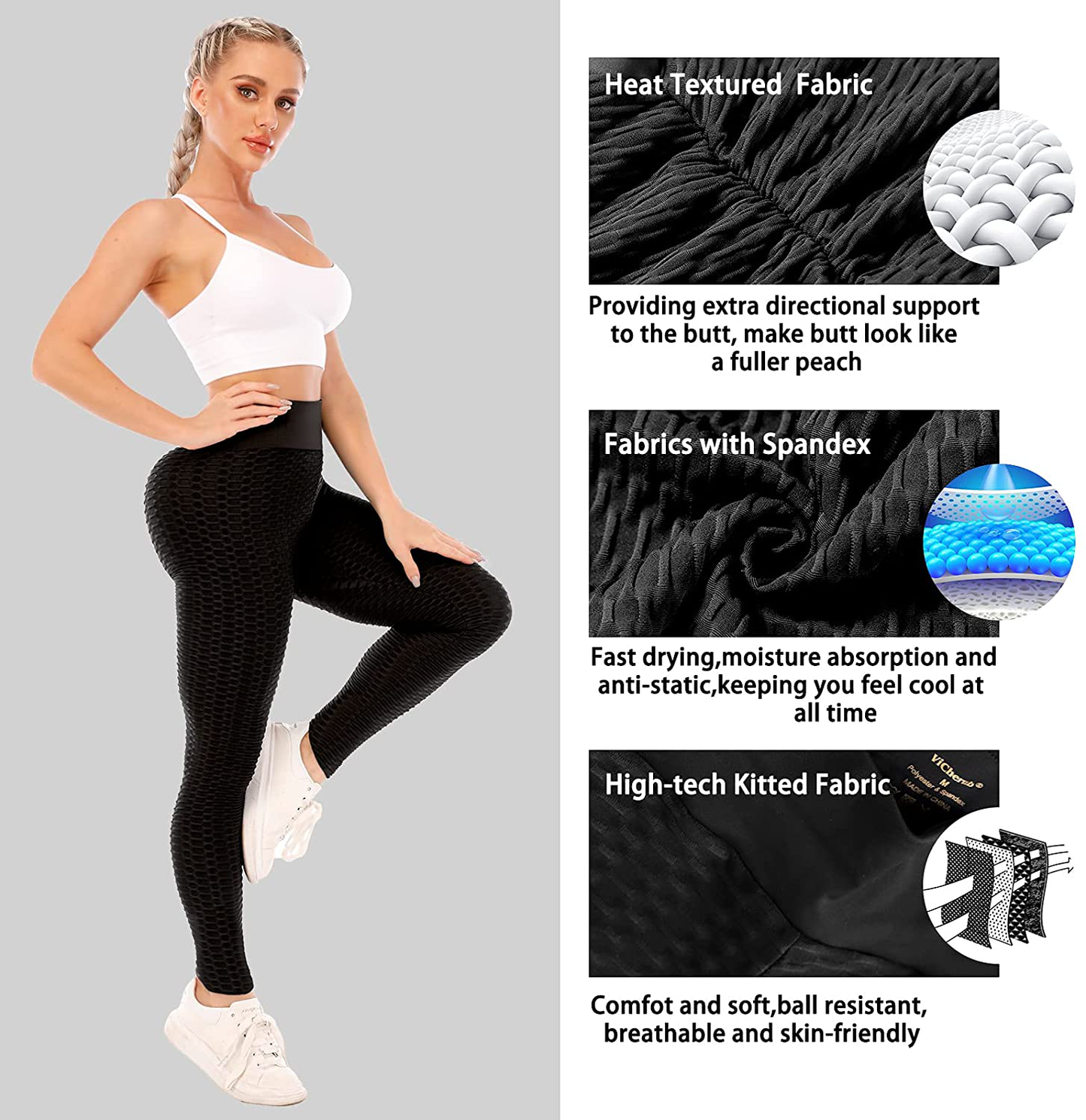 ViCherub Leggings for Women Scrunch Butt Lifting TIK Tok Yoga Pants Peach Lift High Waisted, Workout Tummy Control Tights Apparel & Accessories > Clothing > Activewear ViCherub