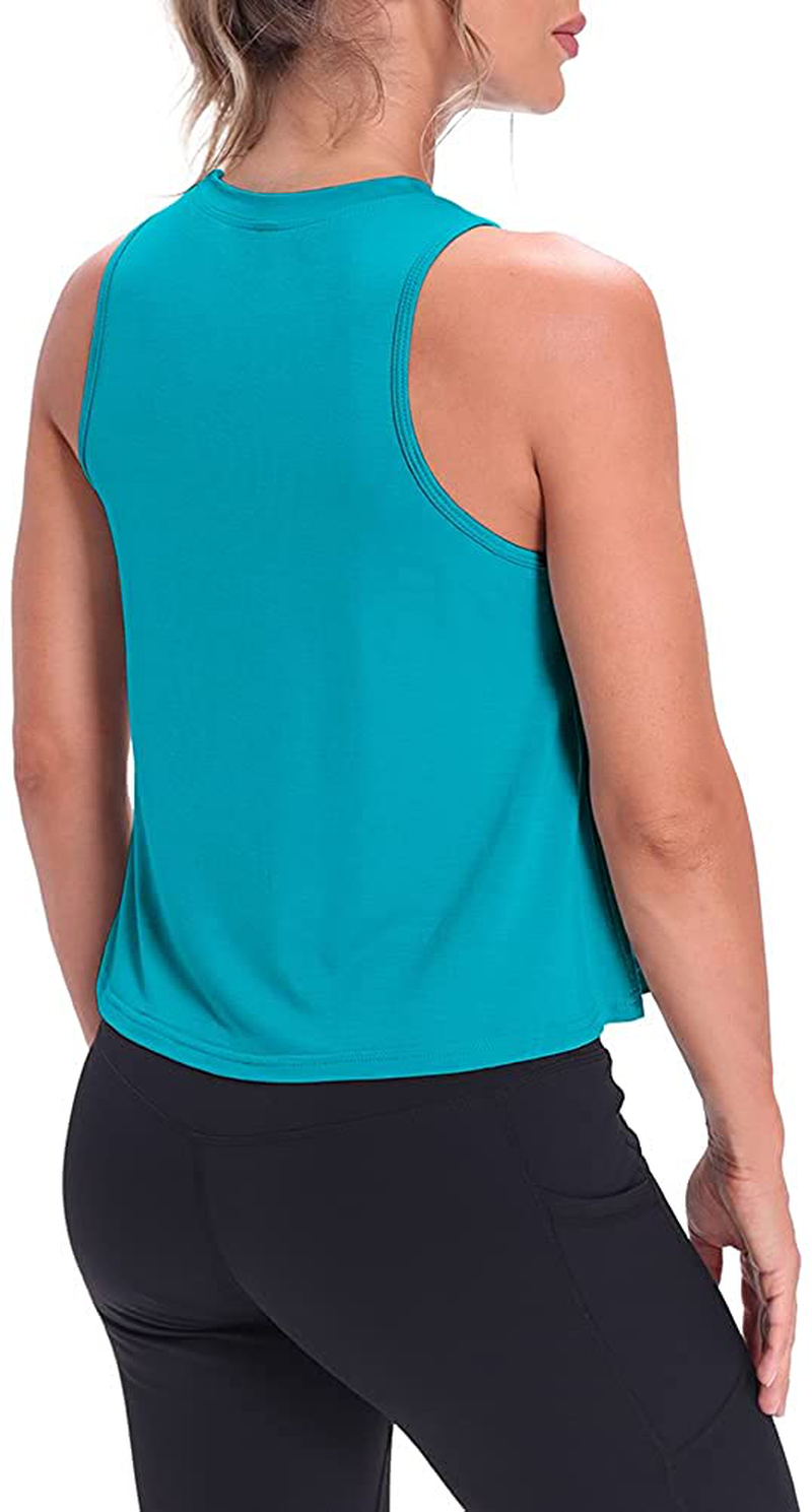 Mippo Crop Tops for Women Womens Workout Tops Flowy Cropped Tank Tops Athletic Shirts Apparel & Accessories > Clothing > Activewear Kylie Max