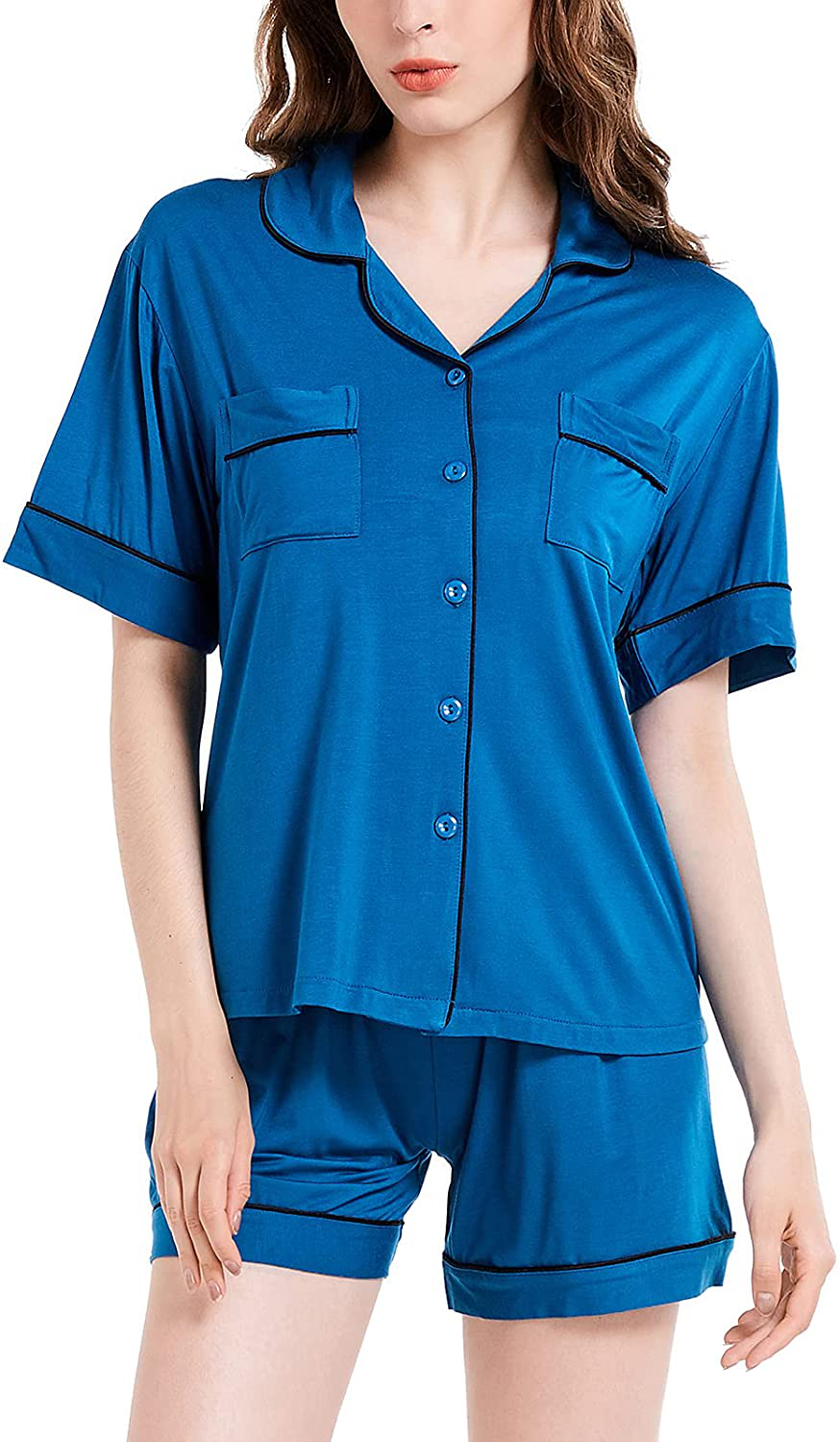 Eiggam Pajamas for Women Lounge Cotton Sleepwear Comfy Soft Long Button Down Pjs Set Pajamas Set Apparel & Accessories > Clothing > Sleepwear & Loungewear > Pajamas Eiggam