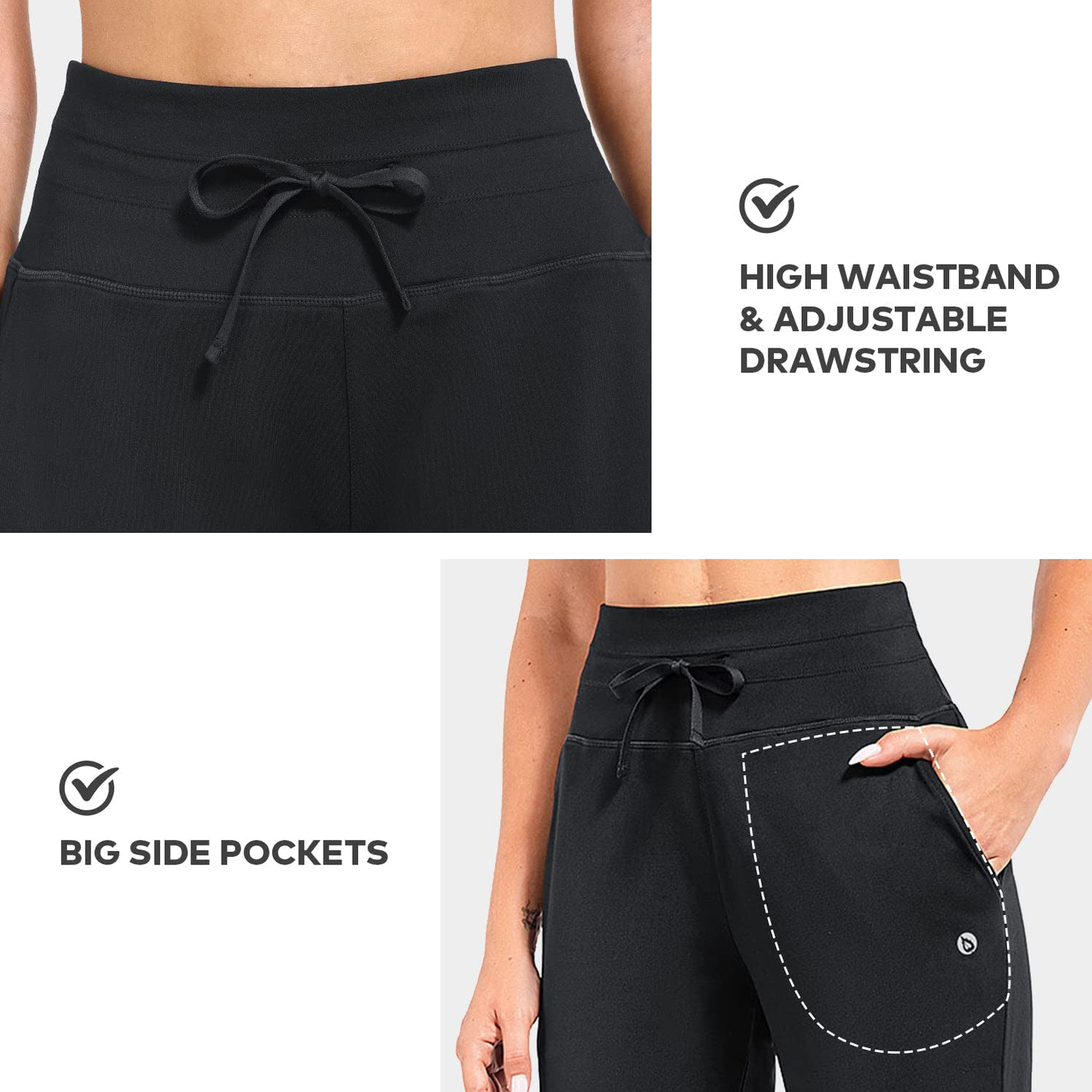 BALEAF Women'S Fleece Lined Pants Water Resistant Sweatpants High Waisted Thermal Joggers Winter Running Hiking Pockets Apparel & Accessories > Clothing > Activewear Kylie Max