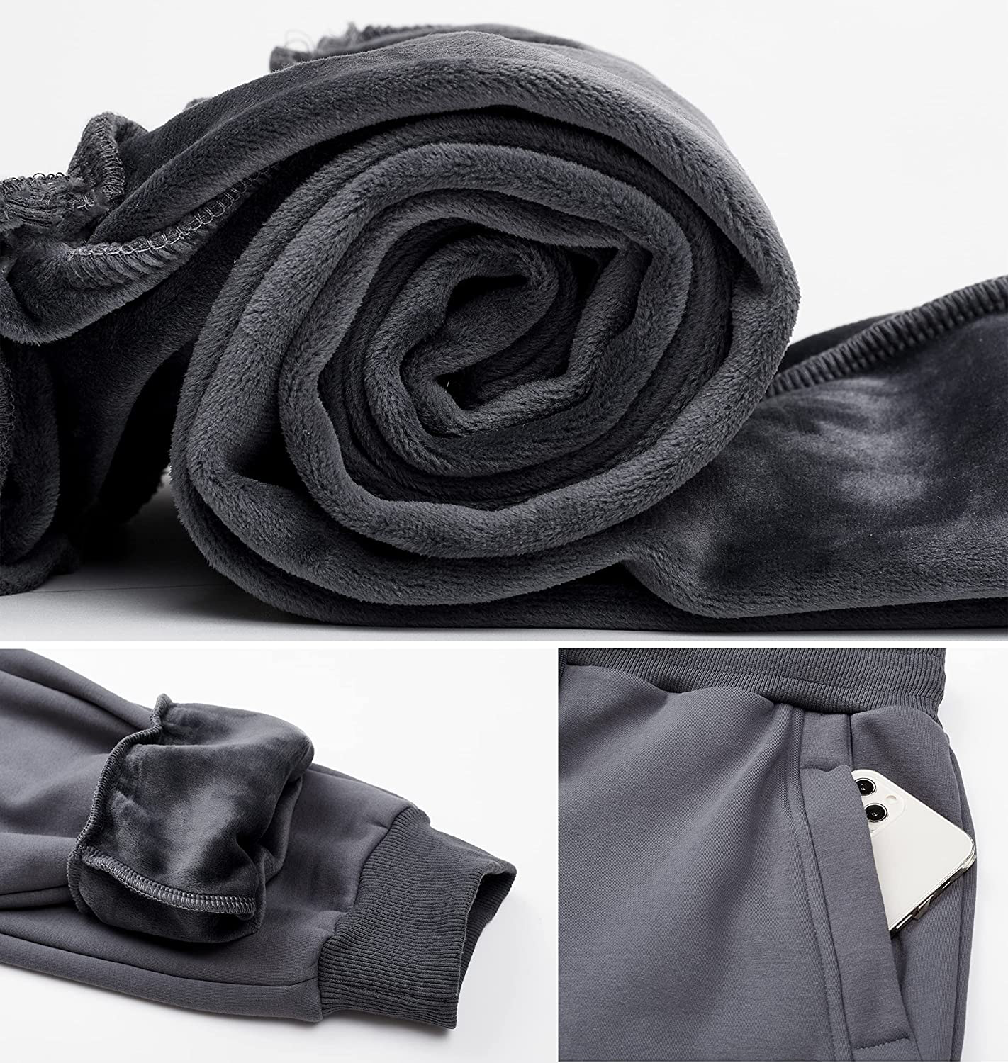 MOUEEY Women'S Super Warm Sherpa Lined Athletic Sweatpants Jogger Fleece Pants with Zipper Pockets Apparel & Accessories > Clothing > Activewear Kylie Max