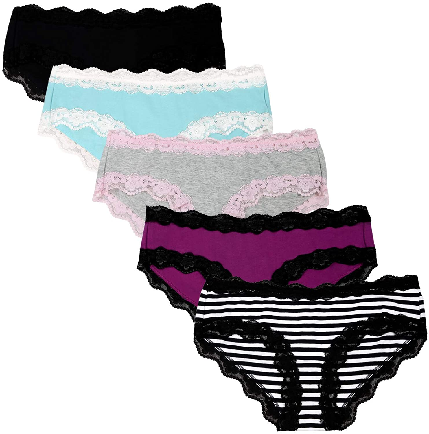 OHLLAVIVY Cotton Underwear Women'S Panties Soft Lace Hipster Briefs Multi-Pack Apparel & Accessories > Clothing > Underwear & Socks > Underwear OHLLAVIVY