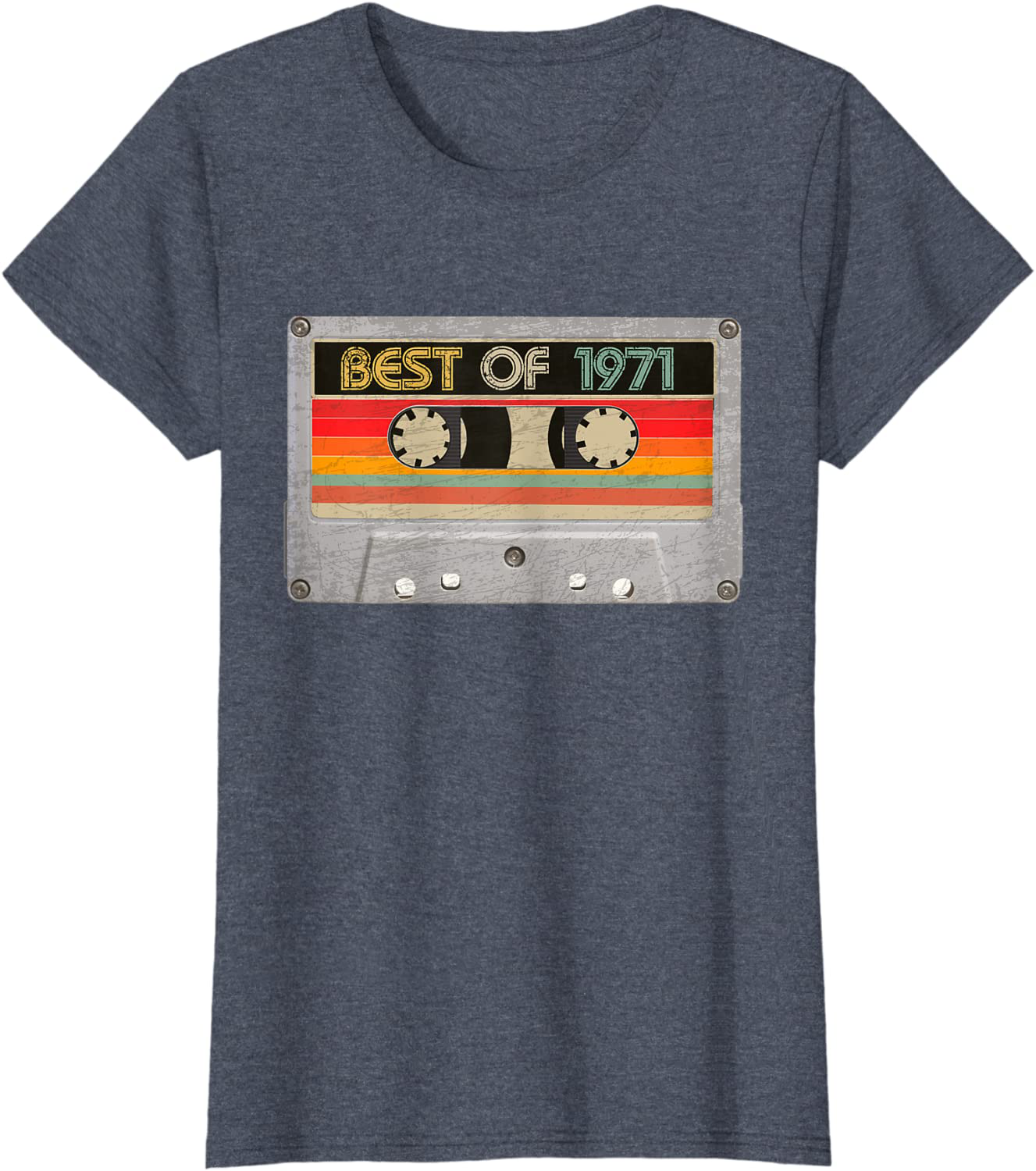 Best Of 1971 50th Birthday Gifts Cassette Tape Vintage T-Shirt Arts & Entertainment > Party & Celebration > Gift Giving BORN Heather Blue Women XL
