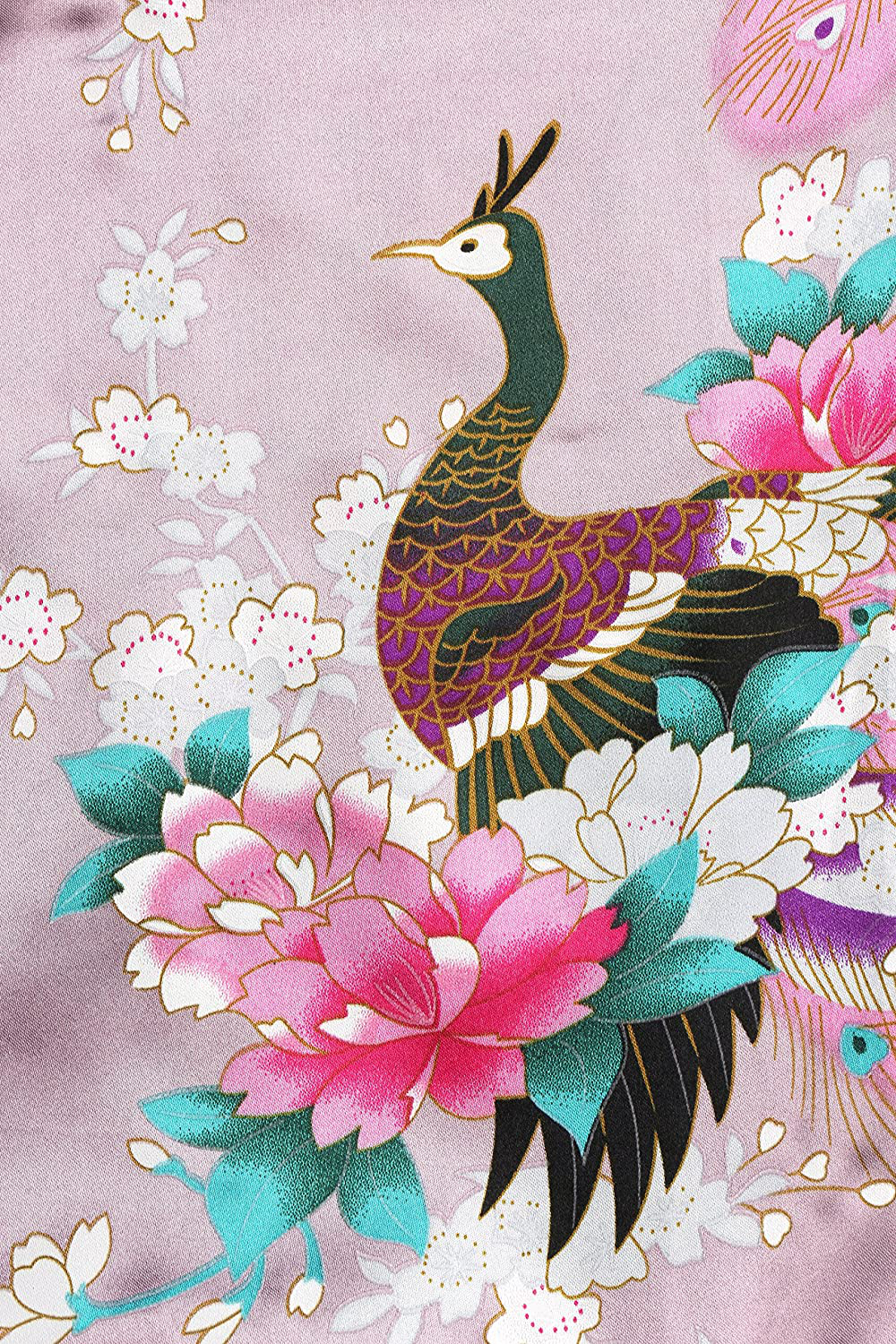 BABEYOND Women'S Kimono Robe Long Robes with Peacock and Blossoms Printed Kimono Nightgown Apparel & Accessories > Clothing > Sleepwear & Loungewear > Robes Kylie Max