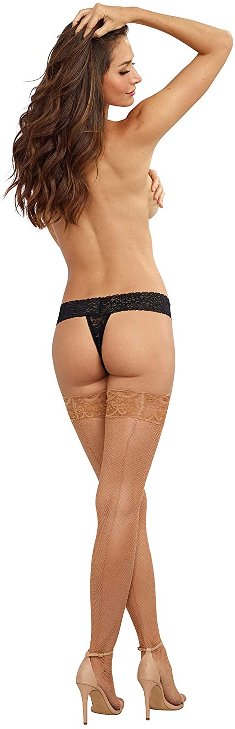 Dreamgirl Women'S Sheer Thigh-High Stockings with Silicone Lace Top Apparel & Accessories > Clothing > Underwear & Socks > Shapewear Dreamgirl