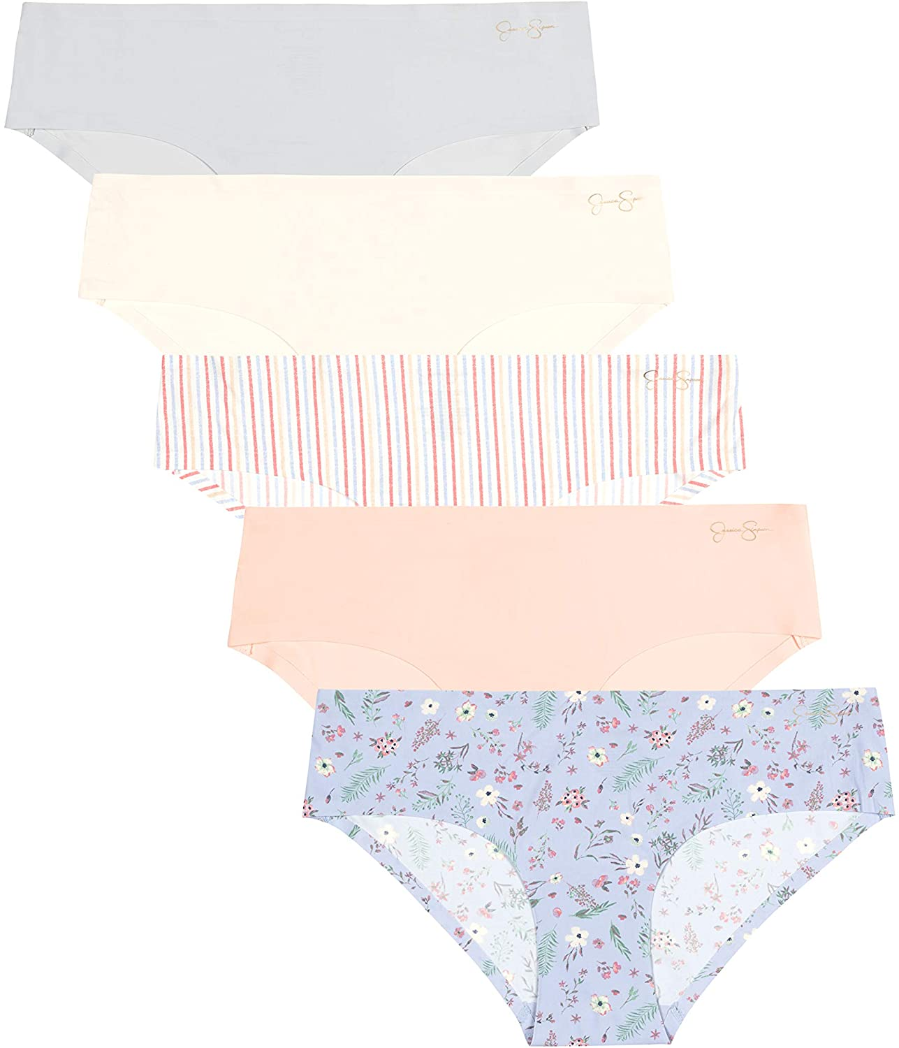 Jessica Simpson Women'S Underwear - Seamless Hipster Briefs (3/5/6 Pack) Apparel & Accessories > Clothing > Underwear & Socks > Underwear Jessica Simpson (5-pack) Blue Floral/Seashell/Stripe/Angel Wing/Micro Chip Small