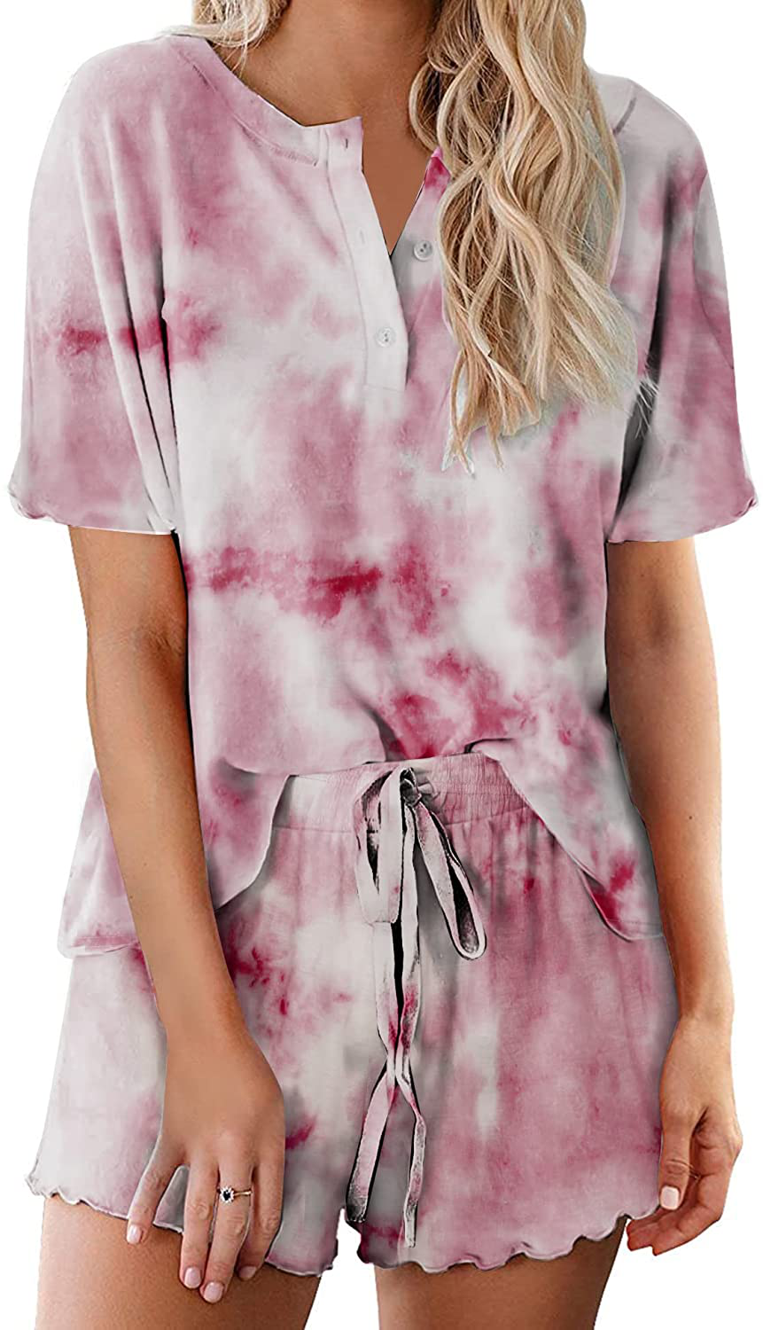 Ekouaer Tie Dye Pajamas Set Womens Loungewear Sleepwear 2 Piece PJ Sets Apparel & Accessories > Clothing > Sleepwear & Loungewear > Pajamas Ekouaer Comfy 4 Medium