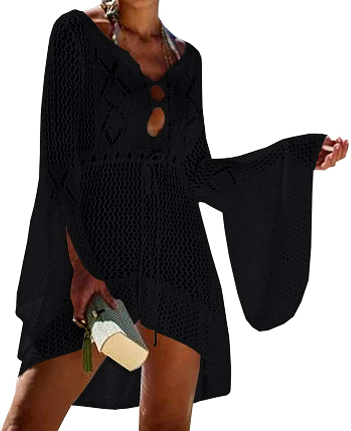 Wander Agio Beach Tops Sexy Perspective Cover Dresses Bikini Cover-Ups Net Coverups Apparel & Accessories > Clothing > Swimwear Kylie Max