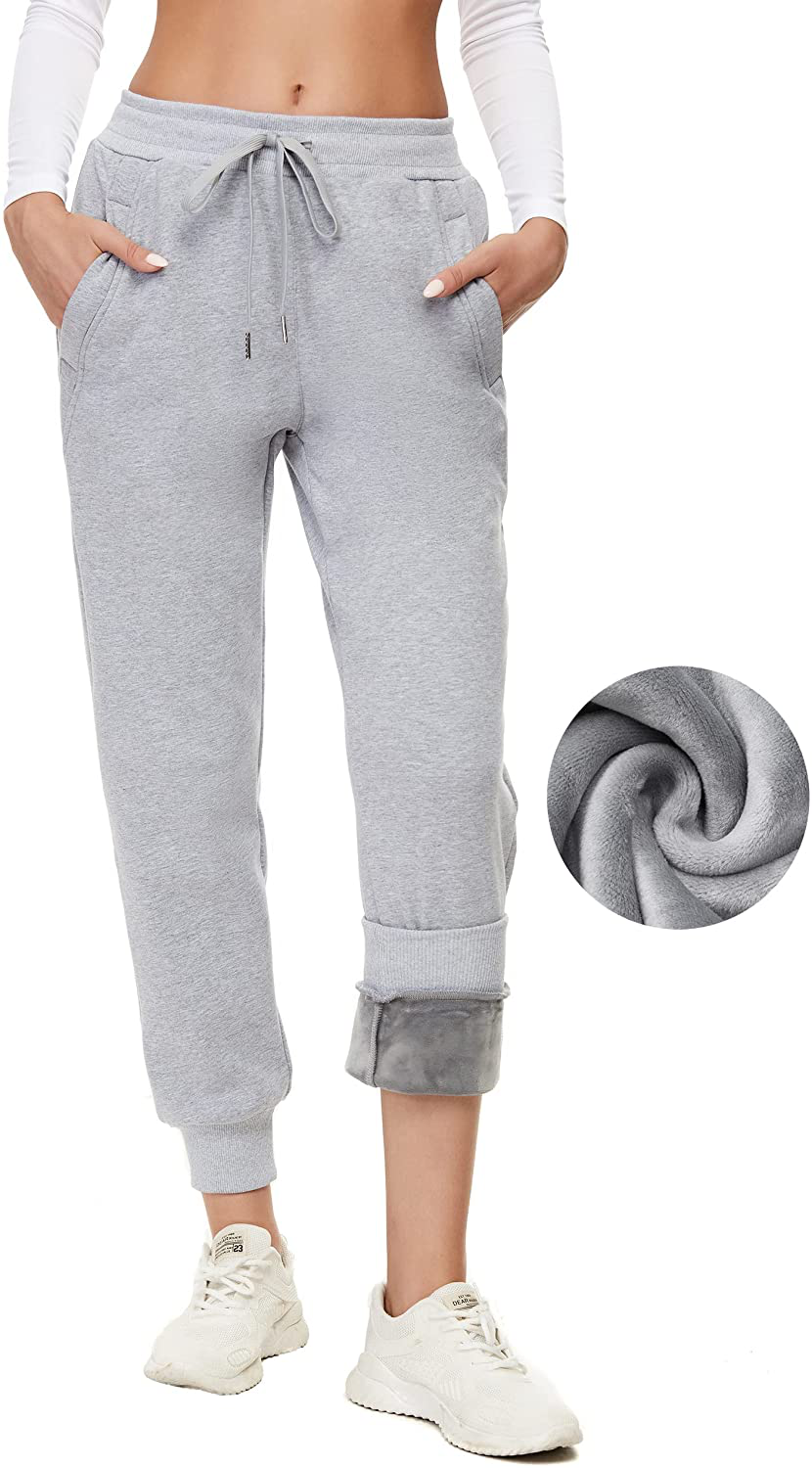 MOUEEY Women'S Super Warm Sherpa Lined Athletic Sweatpants Jogger Fleece Pants with Zipper Pockets Apparel & Accessories > Clothing > Activewear Kylie Max