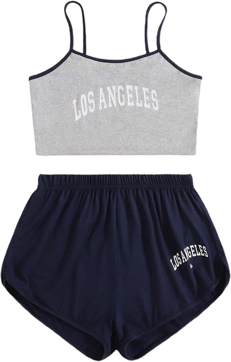 SOLY HUX Women'S Letter Print Cami Top and Shorts Pajama Set Sleepwear Apparel & Accessories > Clothing > Sleepwear & Loungewear Kylie Max