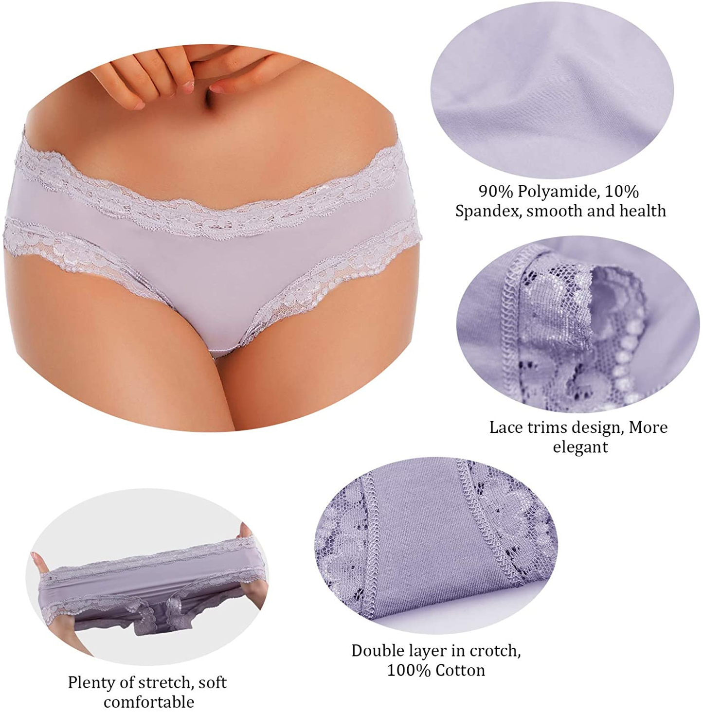 VEENXTHA Womens Underwear Hipster Panties 5 Pack Smooth Stretch Microfiber Briefs VEENXTHA