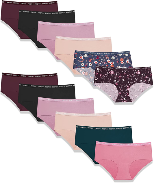 FINETOO Womens Bikini Panties Underwear Soft Stretch Hipster Laser Cut Briefs Sexy Low Rise Hiphugger Cheekini Multi Pack Apparel & Accessories > Clothing > Underwear & Socks > Underwear KYLIE MAX 12pack-multicolor Medium