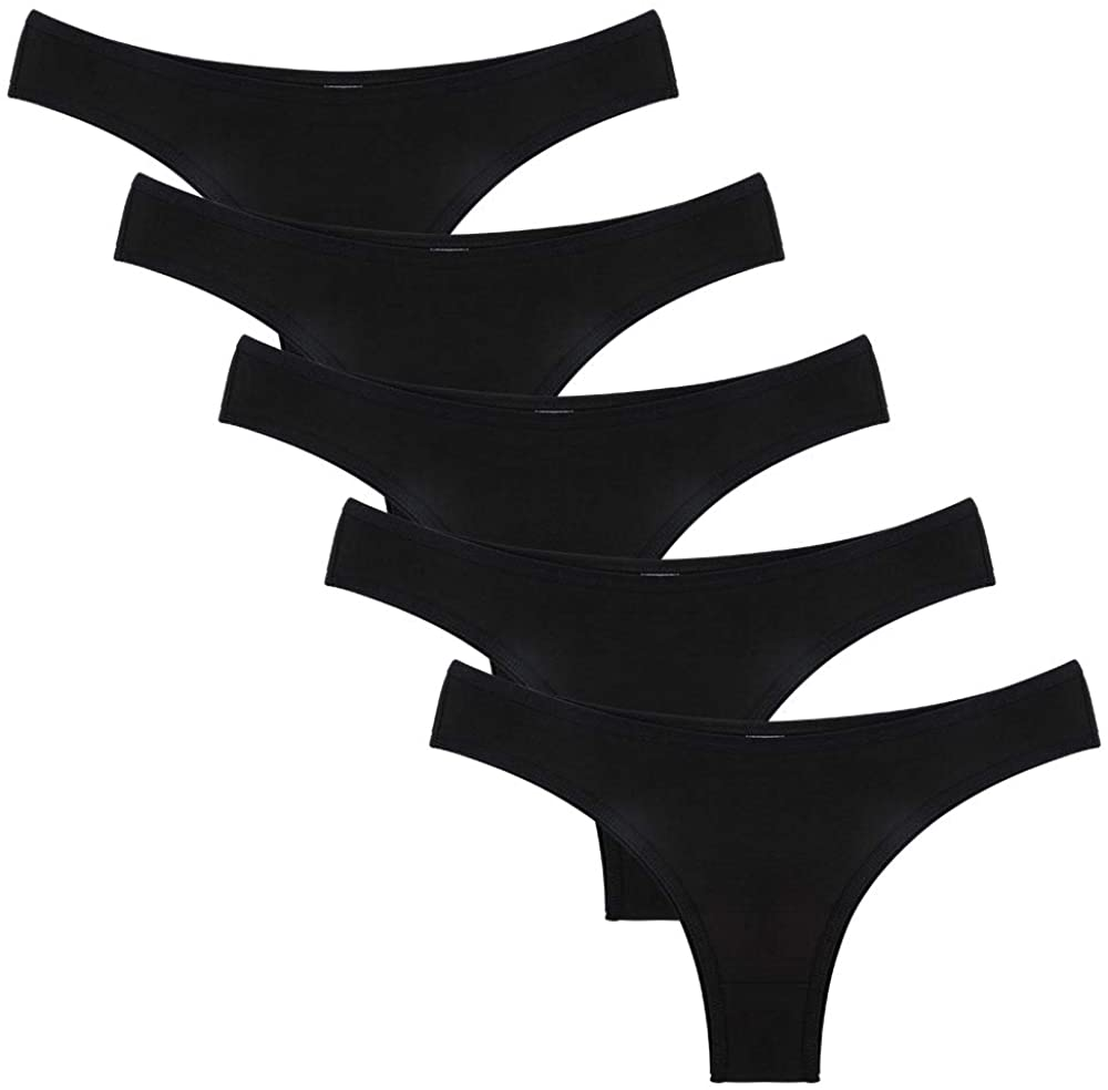 Nightaste Women'S 5-Pack Soft Cotton Tanga Panties Breathable Sport Half Back Coverage Bikini Thong Underwear Apparel & Accessories > Clothing > Underwear & Socks > Underwear Nightaste 5 Blacks Medium
